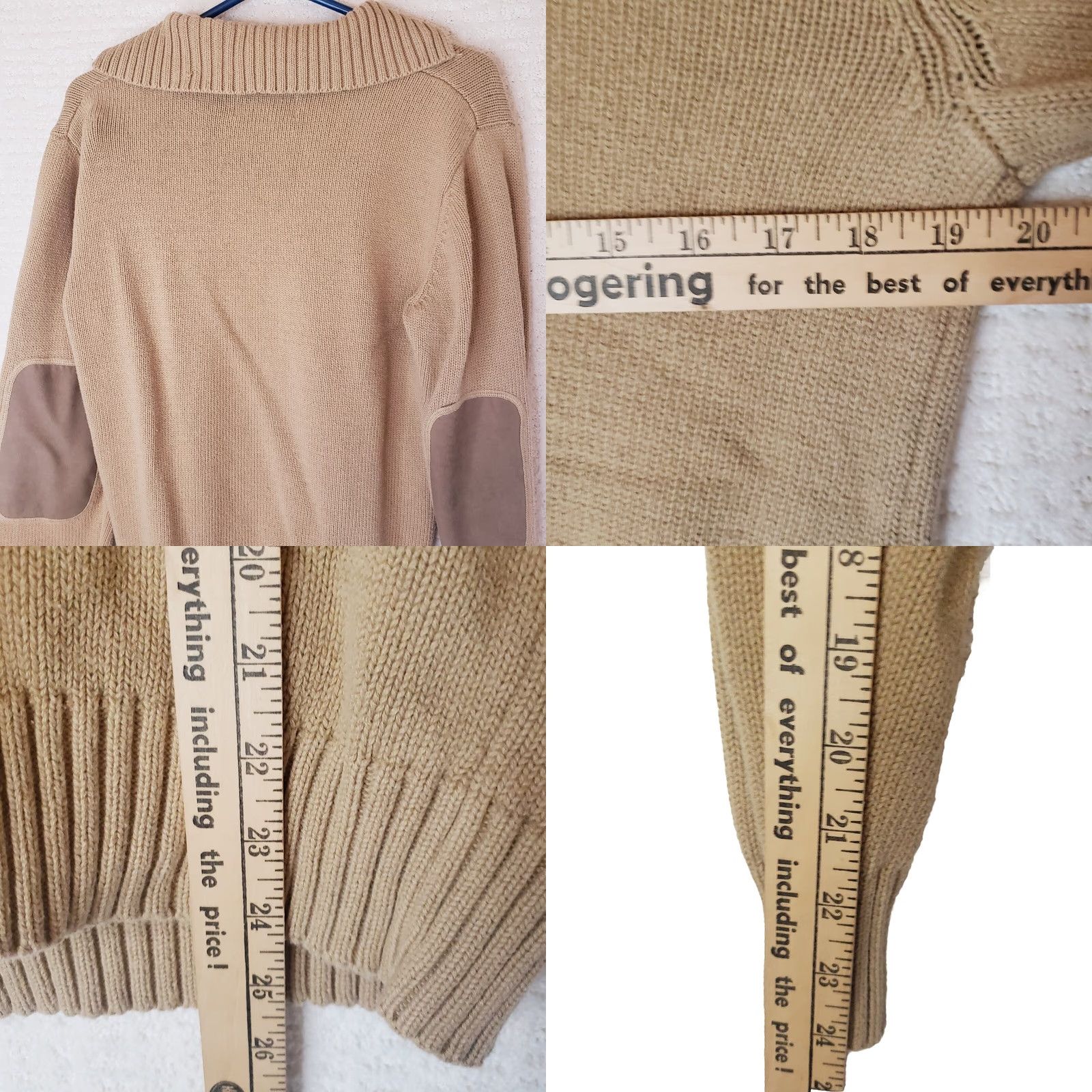 Vintage VINTAGE Bob Timberlake Sweater Mens S Pullover Mock Neck Leather Tan Khaki Green Cowl Neck Elbow Pads Button Accent Size US S / EU 44-46 / 1 - 8 Thumbnail