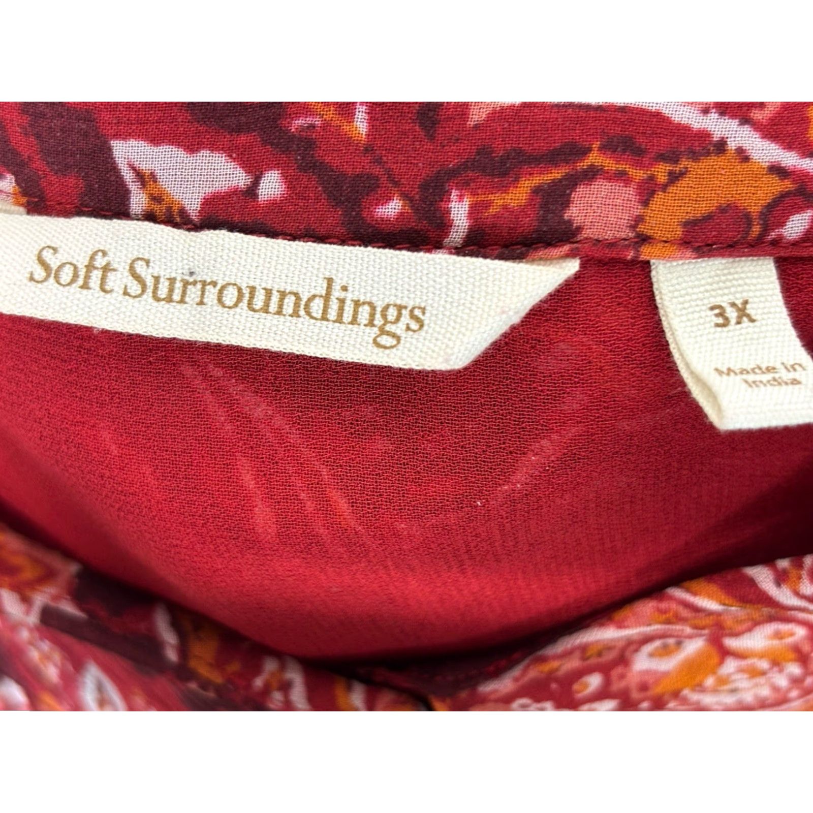 Soft Surroundings Soft Surroundings Cheya Blouse Adult 3X Plus Red Paisley Sheer Long Sleeve Tunic Womens Size XXL / US 16-18 / IT 52-54 - 6 Thumbnail