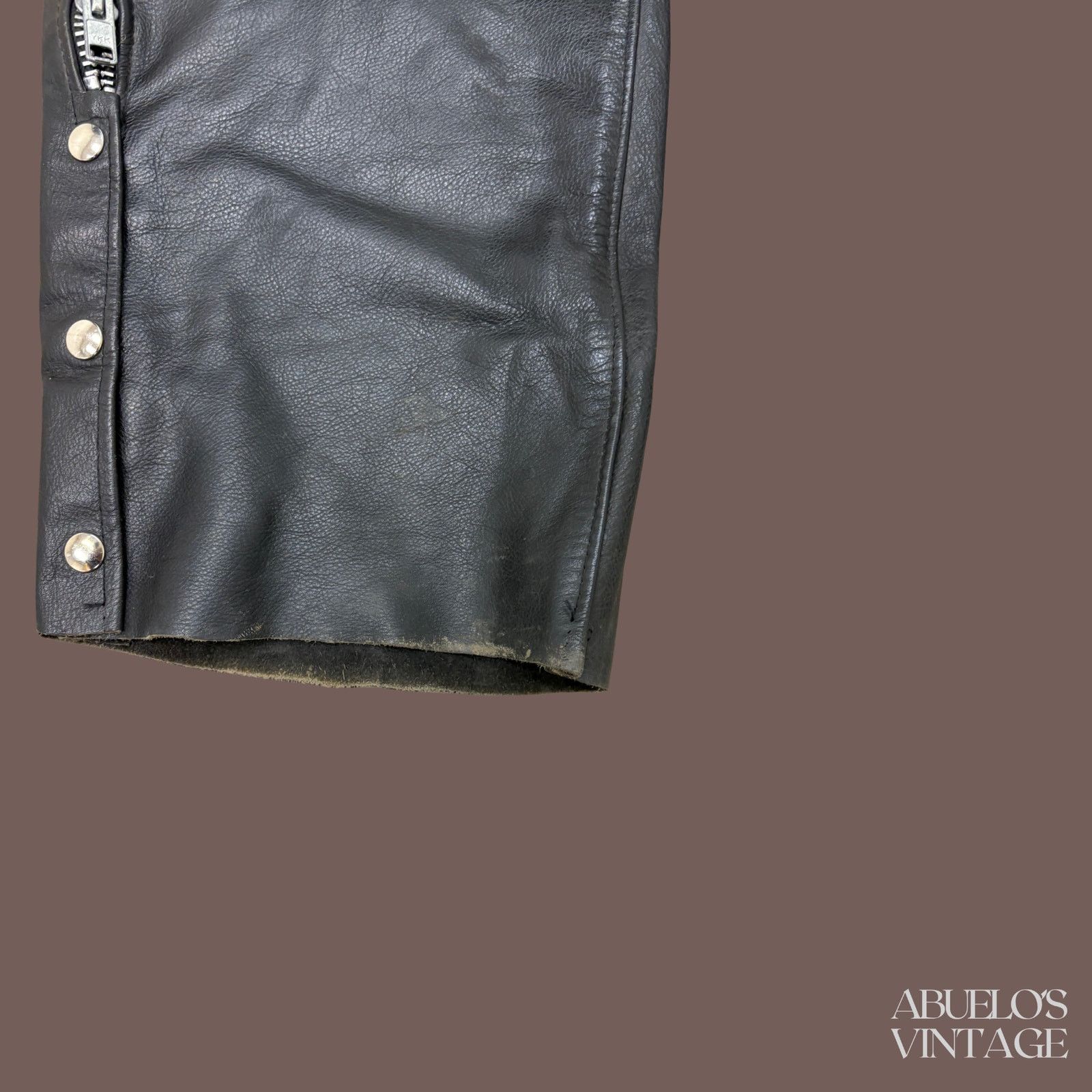 Vintage VTG Leather Chaps | Universal Rider Black | 90s Biker Size 38" / US 16 / IT 52 - 5 Thumbnail