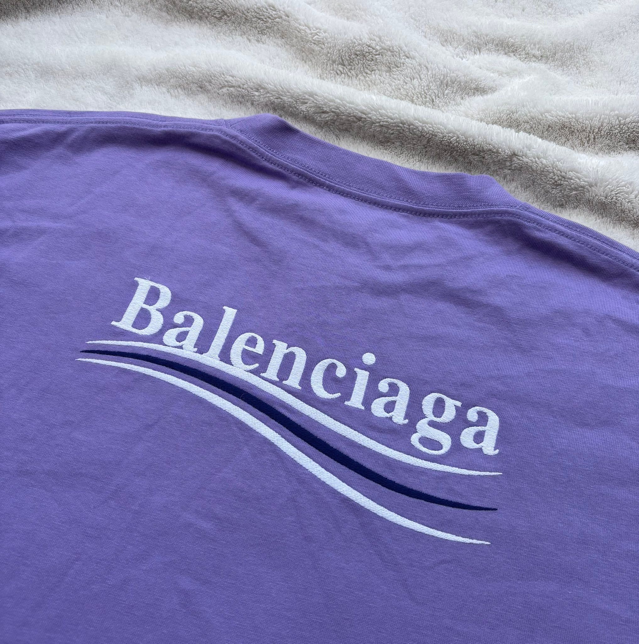 Balenciaga 3XL - Balenciaga Purple Embroidered Campaign Logo Tee Size US XXL / EU 58 / 5 - 4 Thumbnail