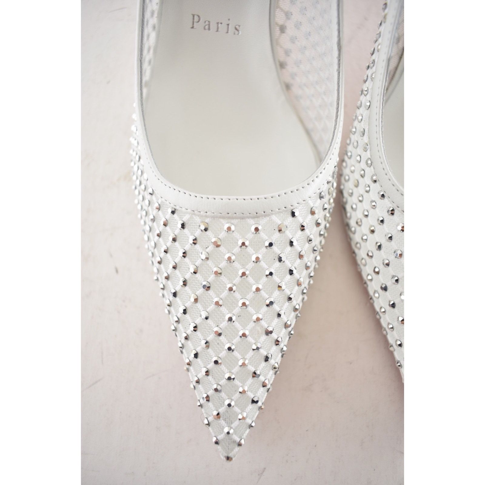 Christian Louboutin Apostropha Mesh Strass 80 White Crystal Pointed Heel Pump 40 Size US 10 / IT 40 - 10 Thumbnail