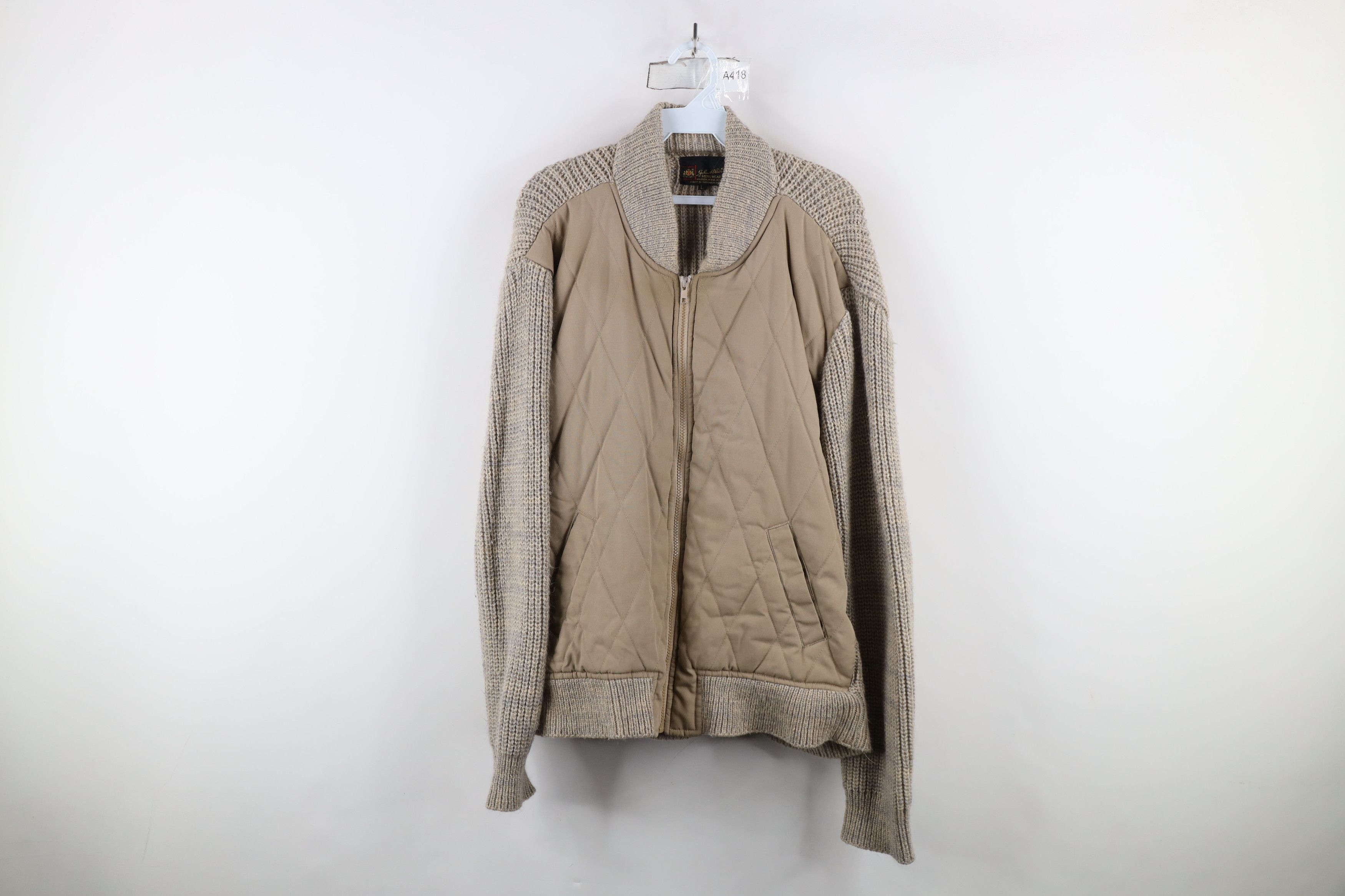 Vintage 60s 70s Streetwear Wool Ribbed Knit Sweater Jacket