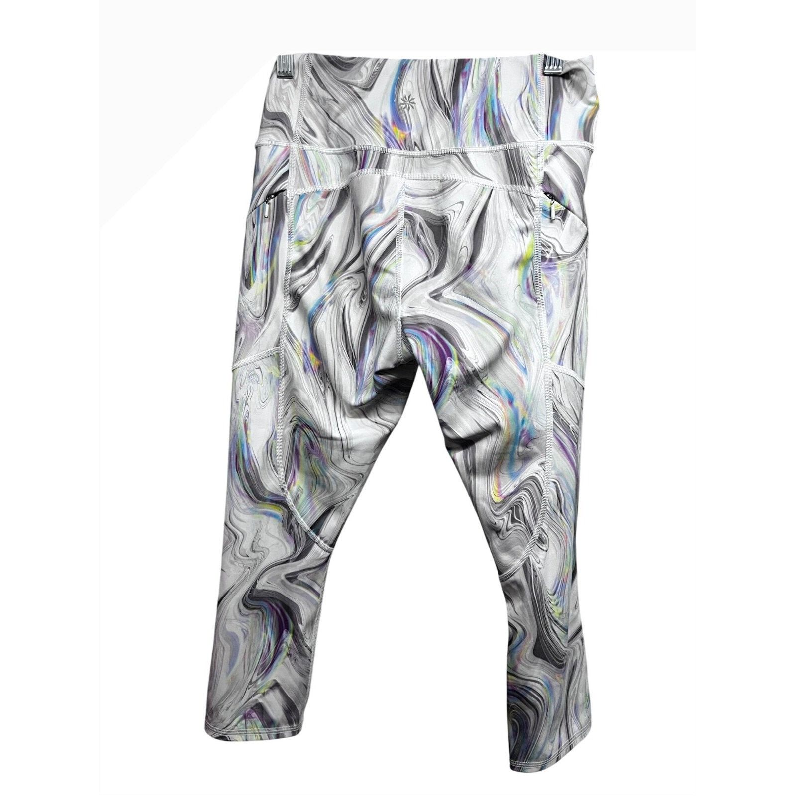 Athleta Athleta Marble Glitch Crop Run Leggings Small Pockets Size 24" / US 00 / IT 34 - 4 Thumbnail
