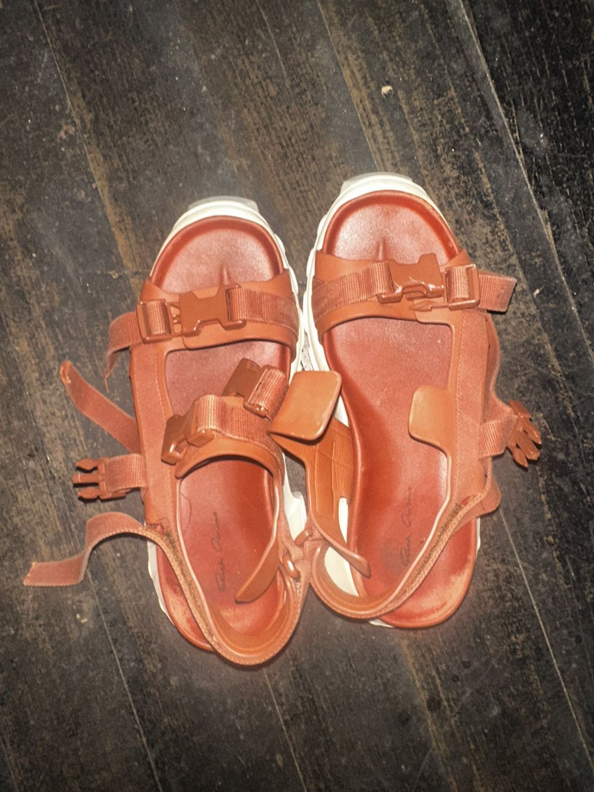 Rick Owens Rick Owens Brown Leather Chunky Tractor Sandals Size US 7 / EU 40 - 1 Thumbnail