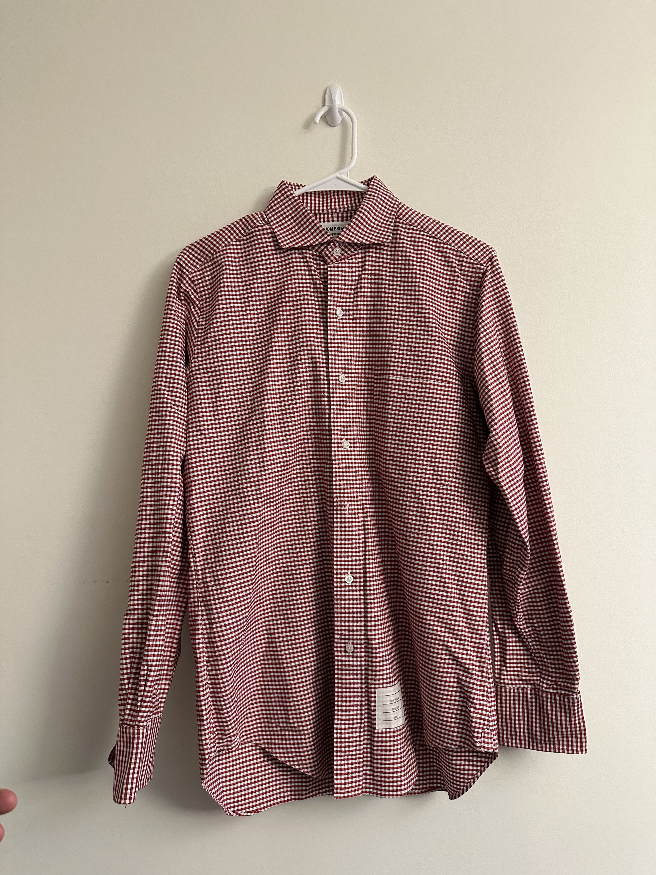 image of Thom Browne Button Down Shirt Mens 2 Check in Checkered (Size Medium)
