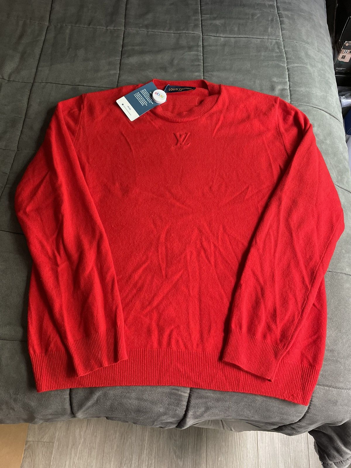 Louis Vuitton Louis Vuitton Red Cashmere Embossed Logo Sweater Size US L / EU 52-54 / 3 - 1 Thumbnail
