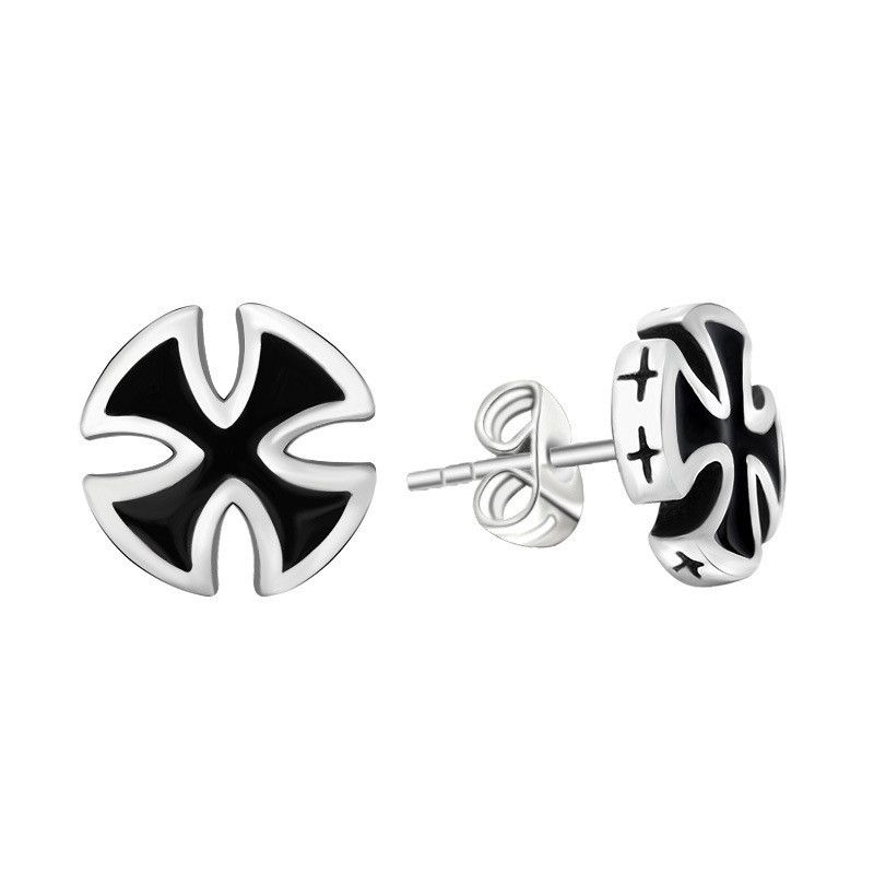 Jewelry Cross Vintage Earrings One Pairs Chrome Jewelry Size ONE SIZE - 1 Thumbnail