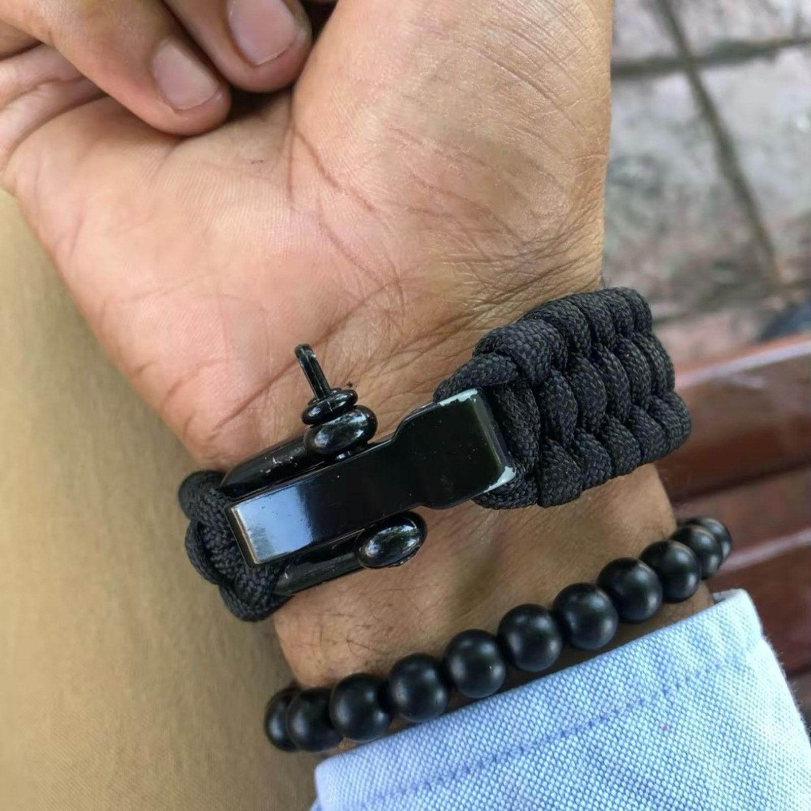 Other Outdoor Camping Paracord Braided Rope Bracelet Black 8” Size ONE SIZE - 2 Thumbnail