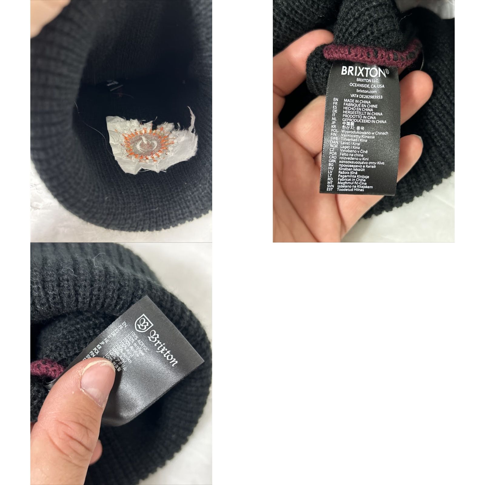 Brixton VINTAGE Brixton Knit Beanie Acrylic Embroidered Power Button Black Size ONE SIZE - 8 Thumbnail