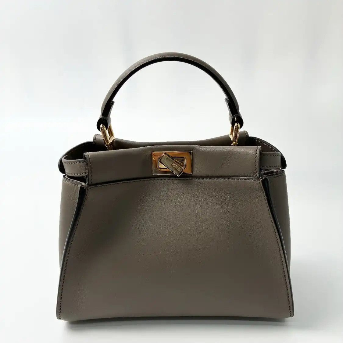 Fendi FENDI Peekaboo mini grey cowhide leather shoulder bag gold hardware detachable s Size ONE SIZE - 1 Thumbnail