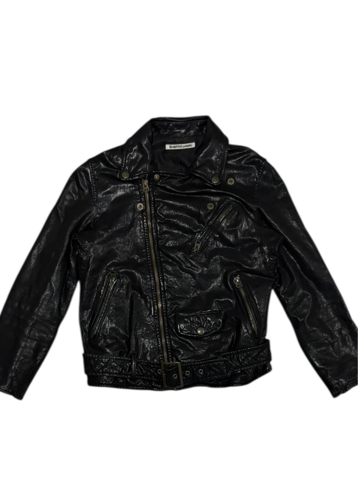 Other Japanese Brand cropped asymmetric black leather jacket Size S / US 4 / IT 40 - 1 Thumbnail