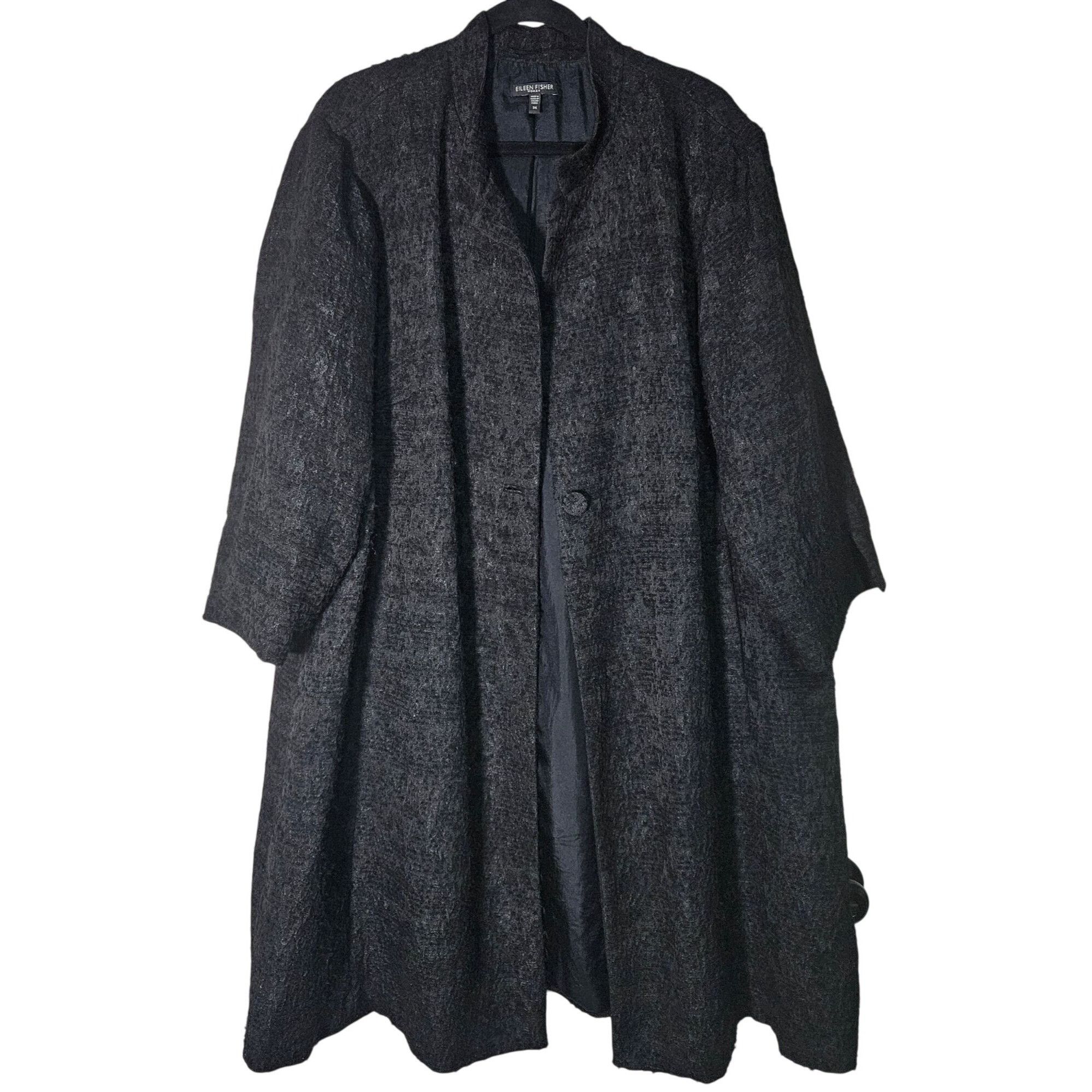 Eileen Fisher Eileen Fisher Women Wool blend black silk lining Long Coat 3 Size 3XL / US 20-22 - 2 Thumbnail