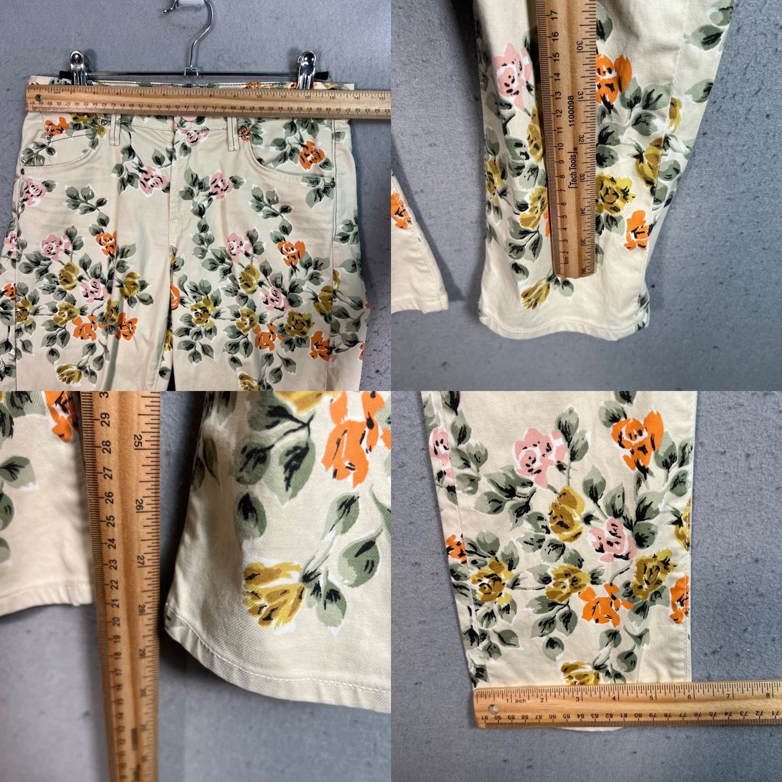 Citizens Of Humanity Citizens Of Humanity Womens 25 Mandy High Waist Retro Slim Jeans Floral 5-Pocket Denim Beige Vintage No Size 42" / US 20 - 8 Thumbnail