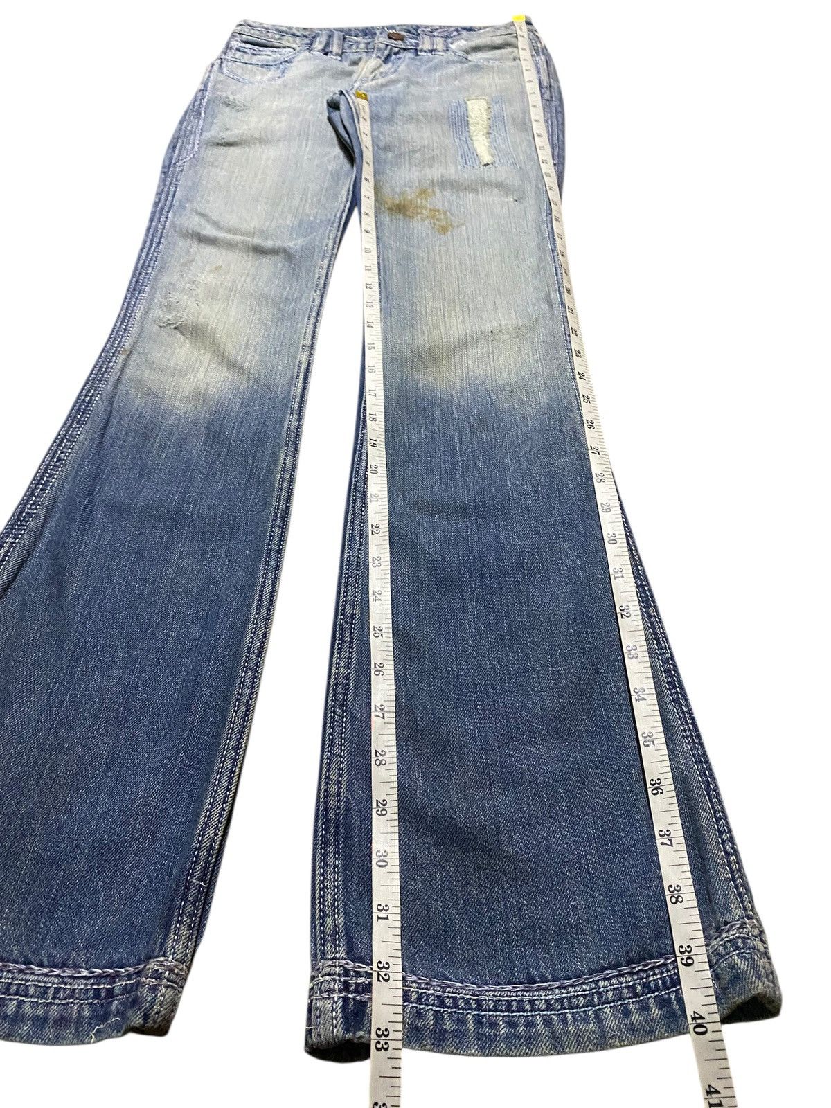If Six Was Nine Japanese Brand Elvis Distressed Embroidery Flare Jeans Size 27" / US 4 / IT 40 - 14 Thumbnail