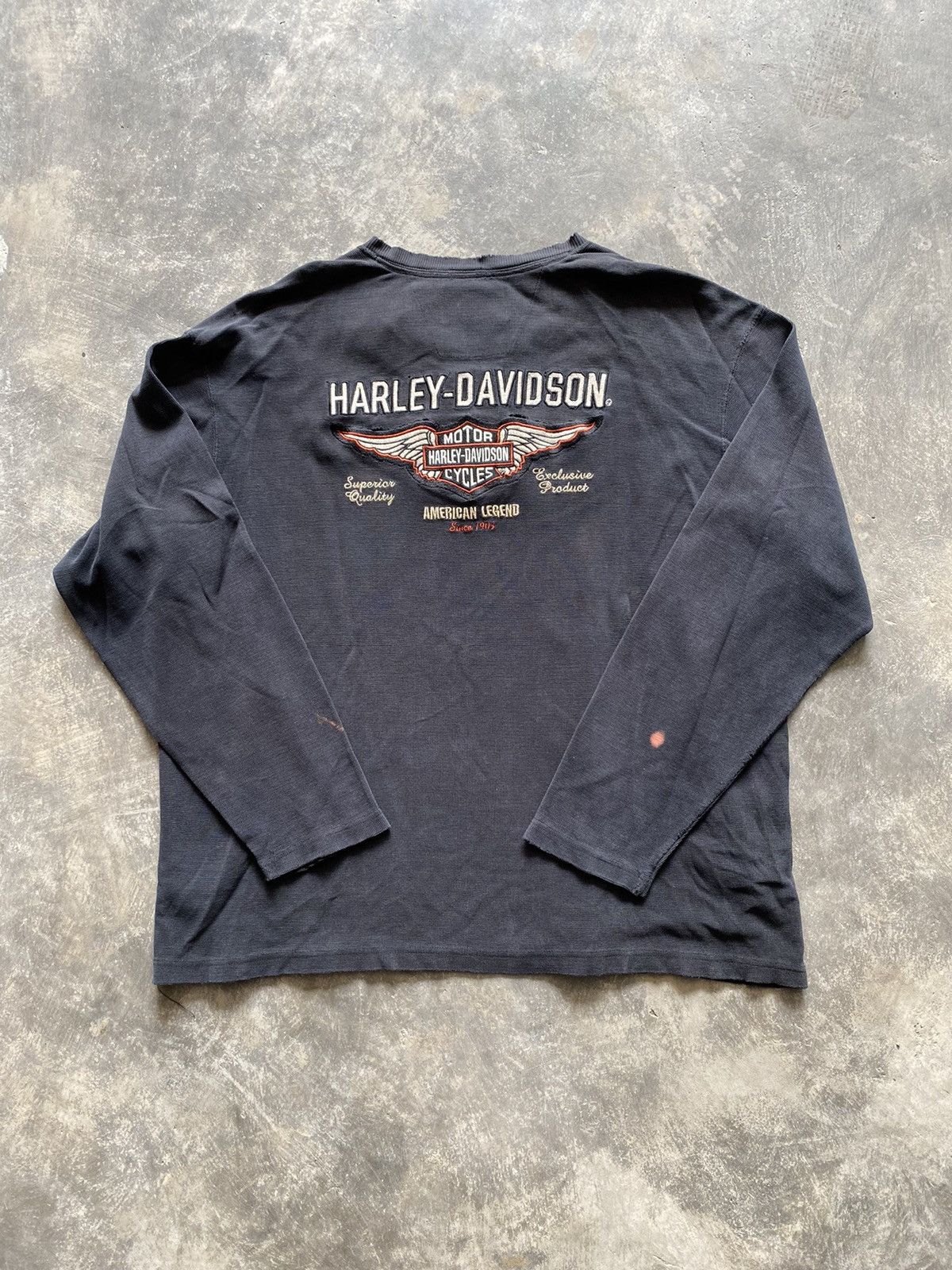 Harley Davidson × Vintage THRASHED & FADED Harley Davidson Longsleeve Size US XL / EU 56 / 4 - 5 Thumbnail