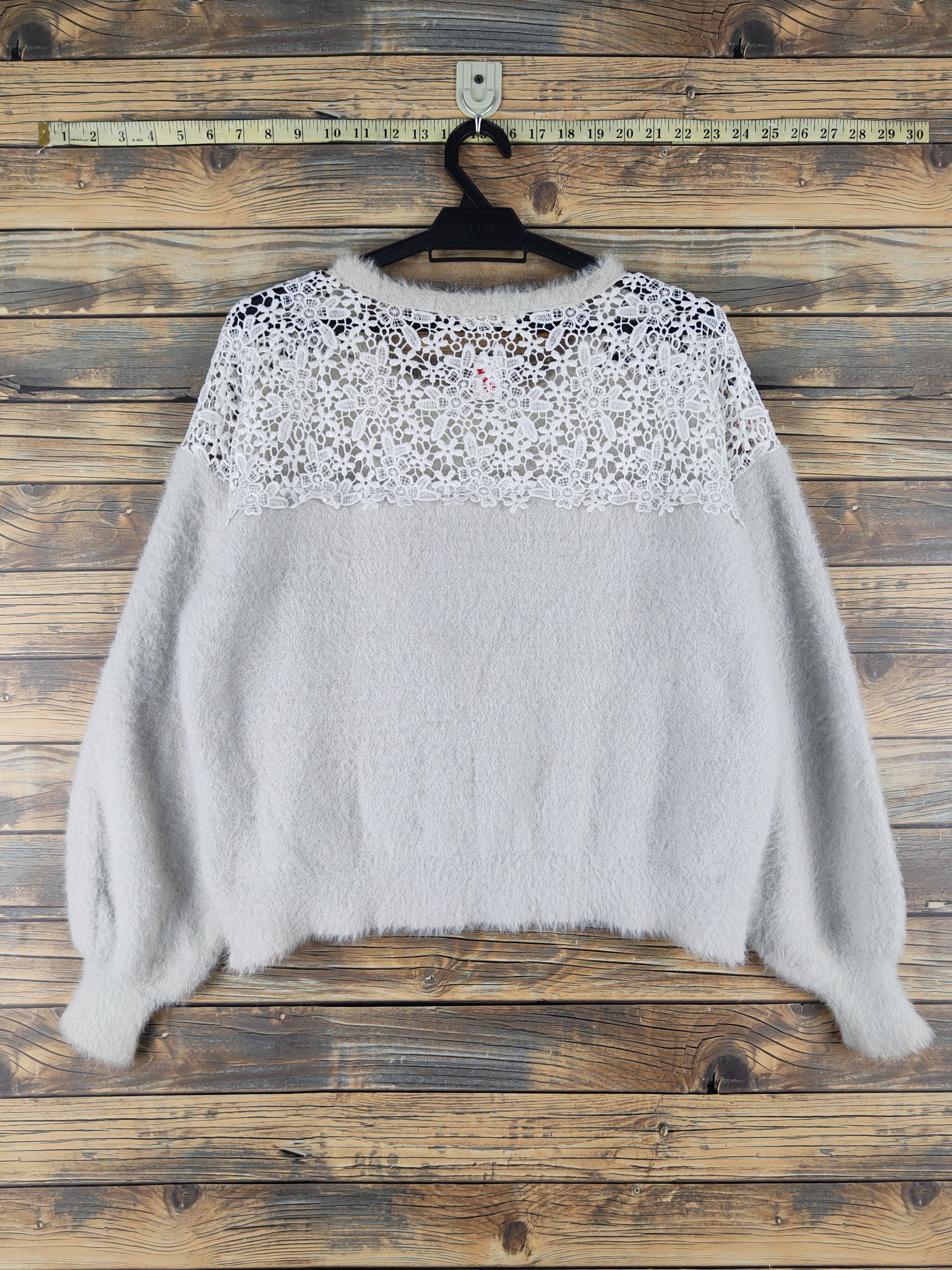 Japanese Brand Aces Femme Light Gray Shag Shaggy Fur Mohair Knitwear #W1196 Size M / US 6-8 / IT 42-44 - 7 Thumbnail