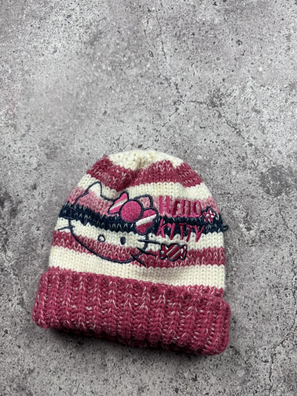 Japanese Brand Vintage Y2K Beanie Hello Kitty Knit Hat Japan street style Size ONE SIZE - 2 Thumbnail
