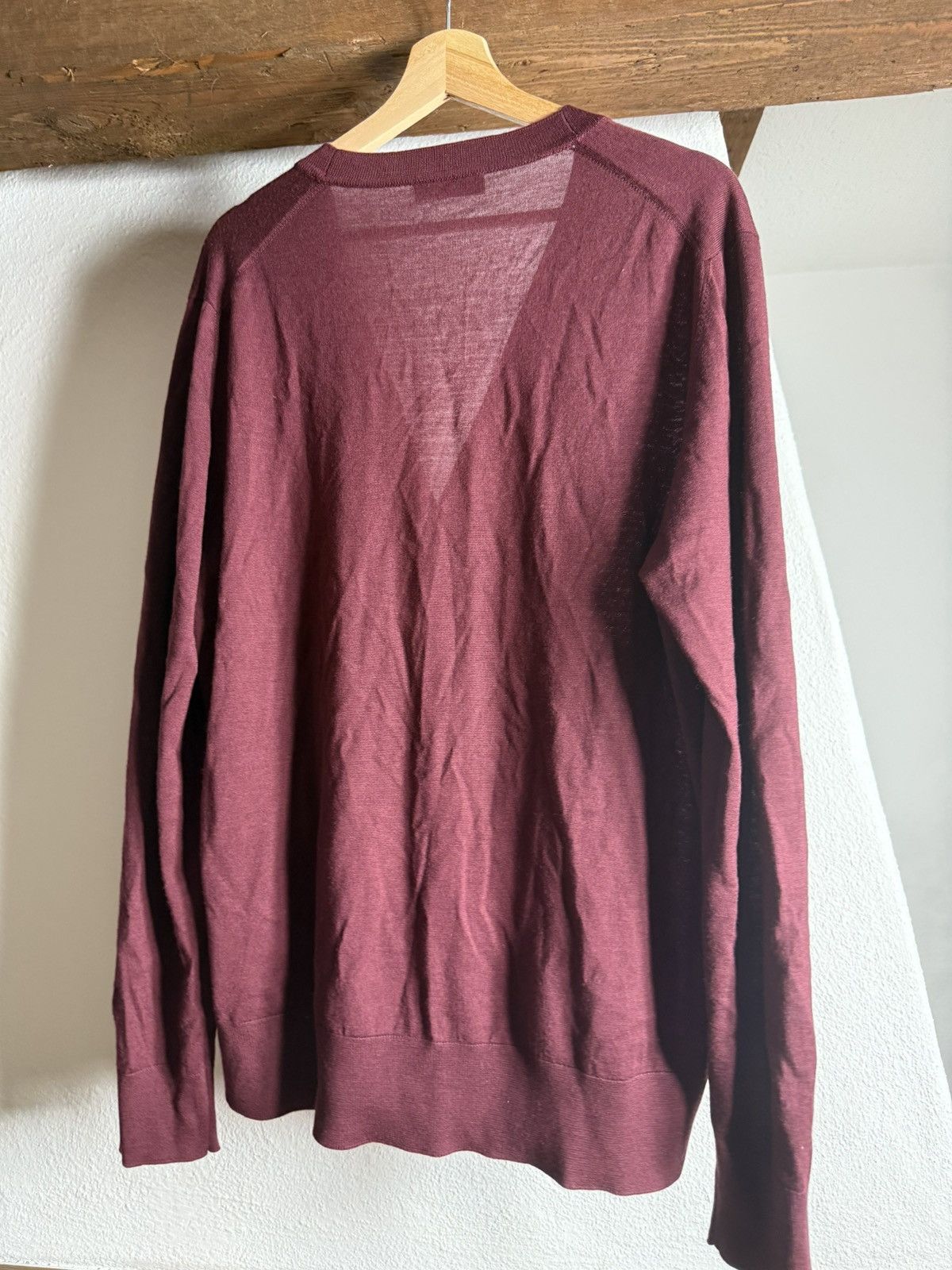 Prada Luxury Prada Milano Burgundy Wool Silk Cardigan Size 56 Size US XL / EU 56 / 4 - 3 Thumbnail