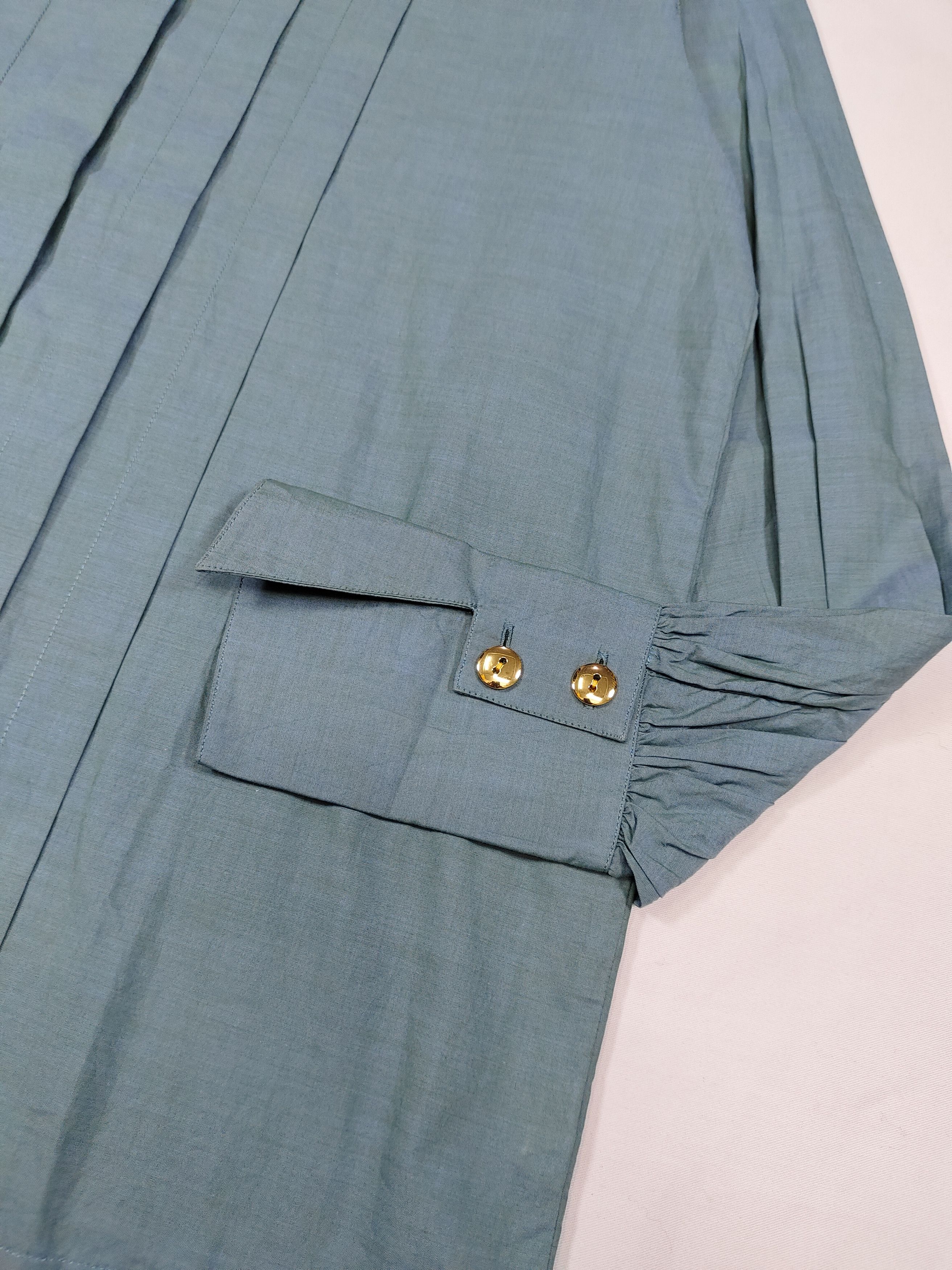 Dior 90s Miss Dior- Classic Couture Pleated Gold Button Blouse Size L / US 10 / IT 46 - 7 Thumbnail