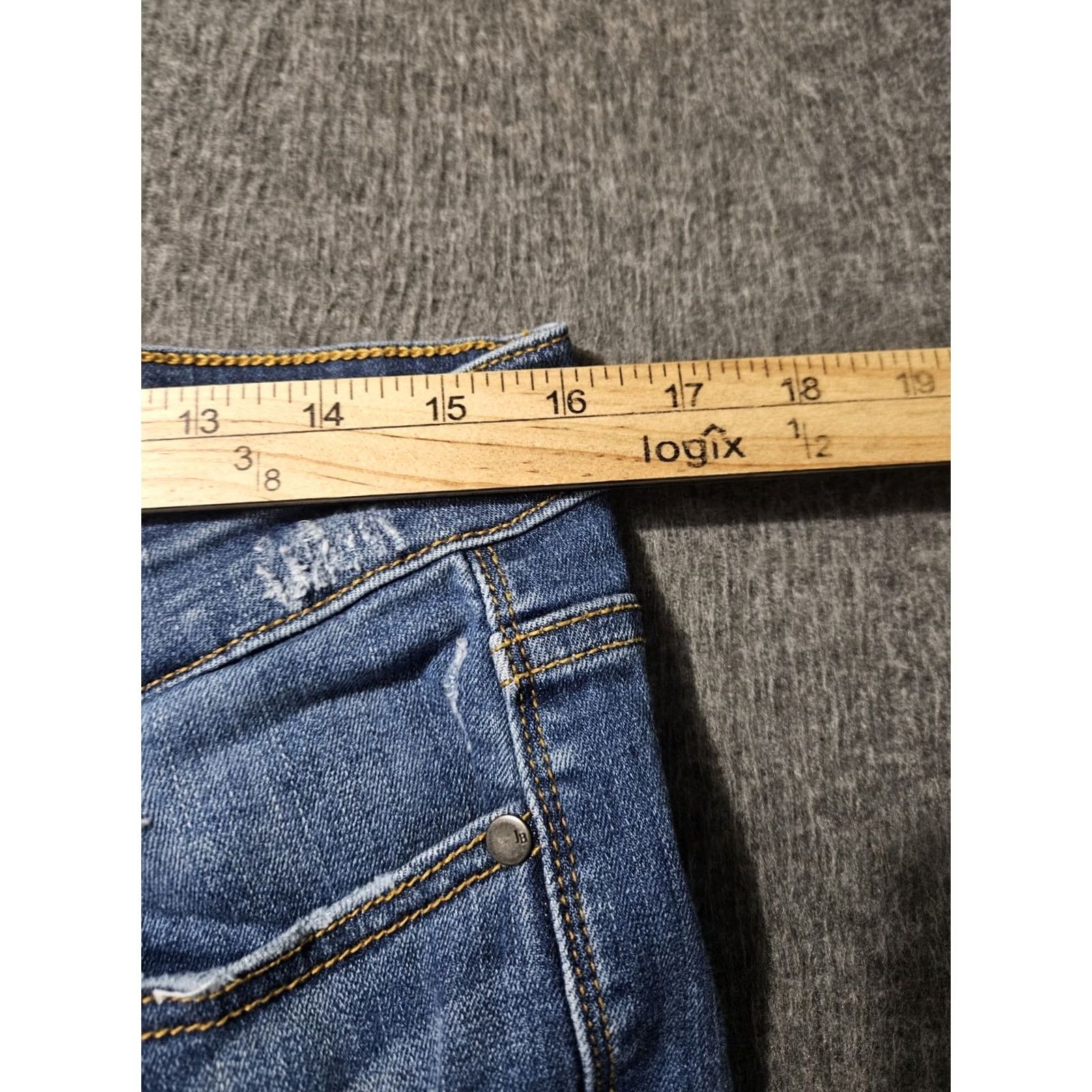 Vintage Judy Blue Jeans Women's 15/32 Low Rise Skinny Straight Denim Distressed Blue 24In Inseam Regular Fit Cute City Preppy Clothing Women Size 36" / US 14 / IT 50 - 3 Thumbnail