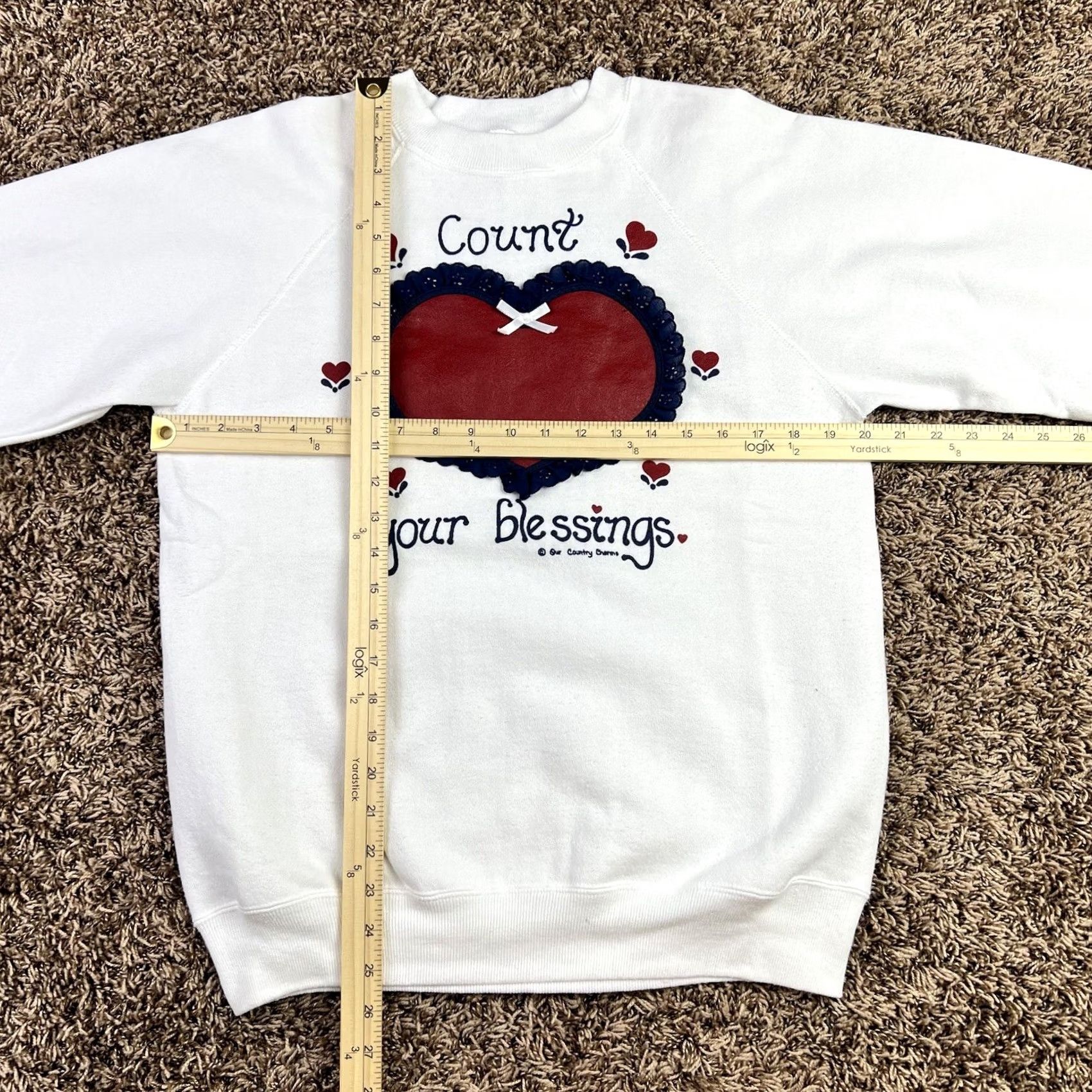 Hanes VINTAGE Hanes Sweatshirt Crewneck Raglan 90s Heart Graphic White M Womens Medium Size M / US 6-8 / IT 42-44 - 6 Thumbnail