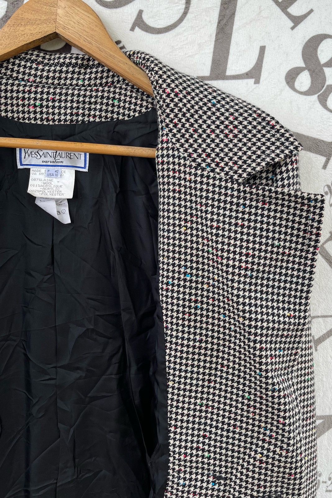 Yves Saint Laurent 🔥A/W 1980 YVES SAINT LAURENT WOMEN'S HOUNDSTOOTH JACKET Size M / US 6-8 / IT 42-44 - 17 Thumbnail