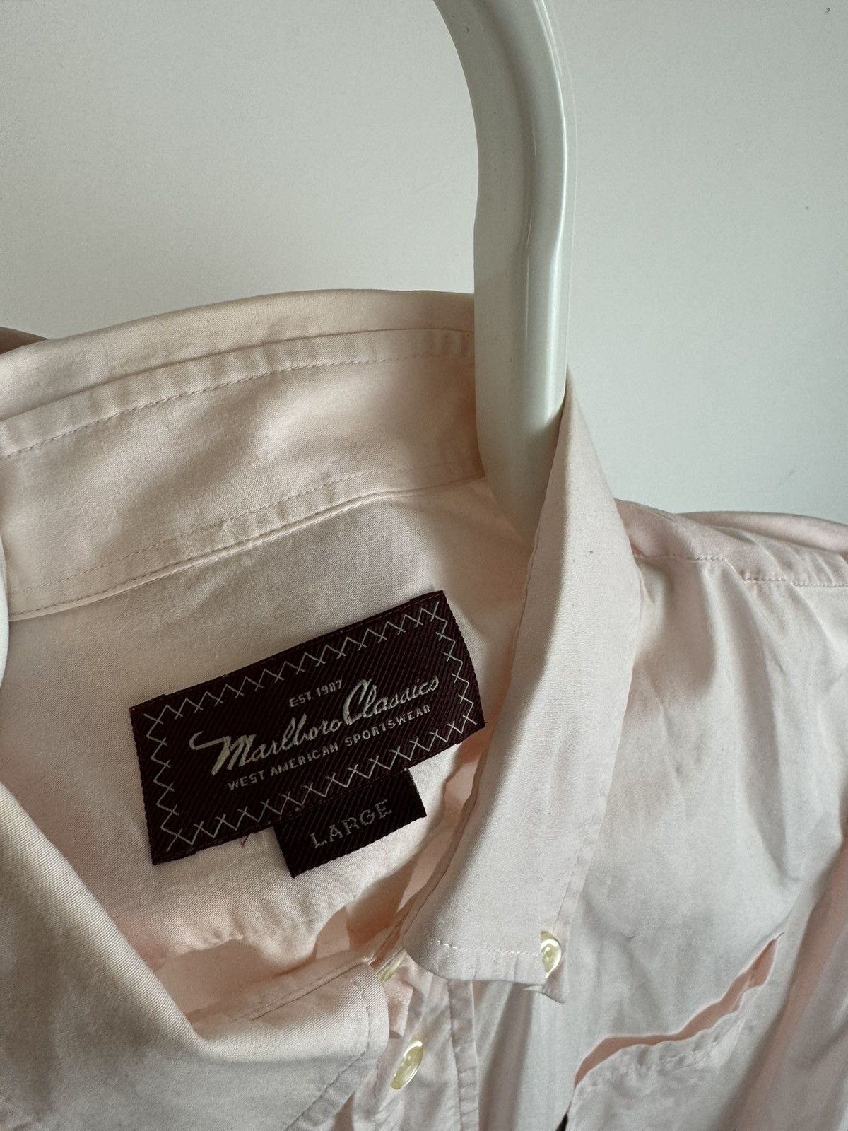 Marlboro Classics × Vintage Vintage Marlboro Classics Pink Long Sleeve Shirt Size US L / EU 52-54 / 3 - 3 Thumbnail