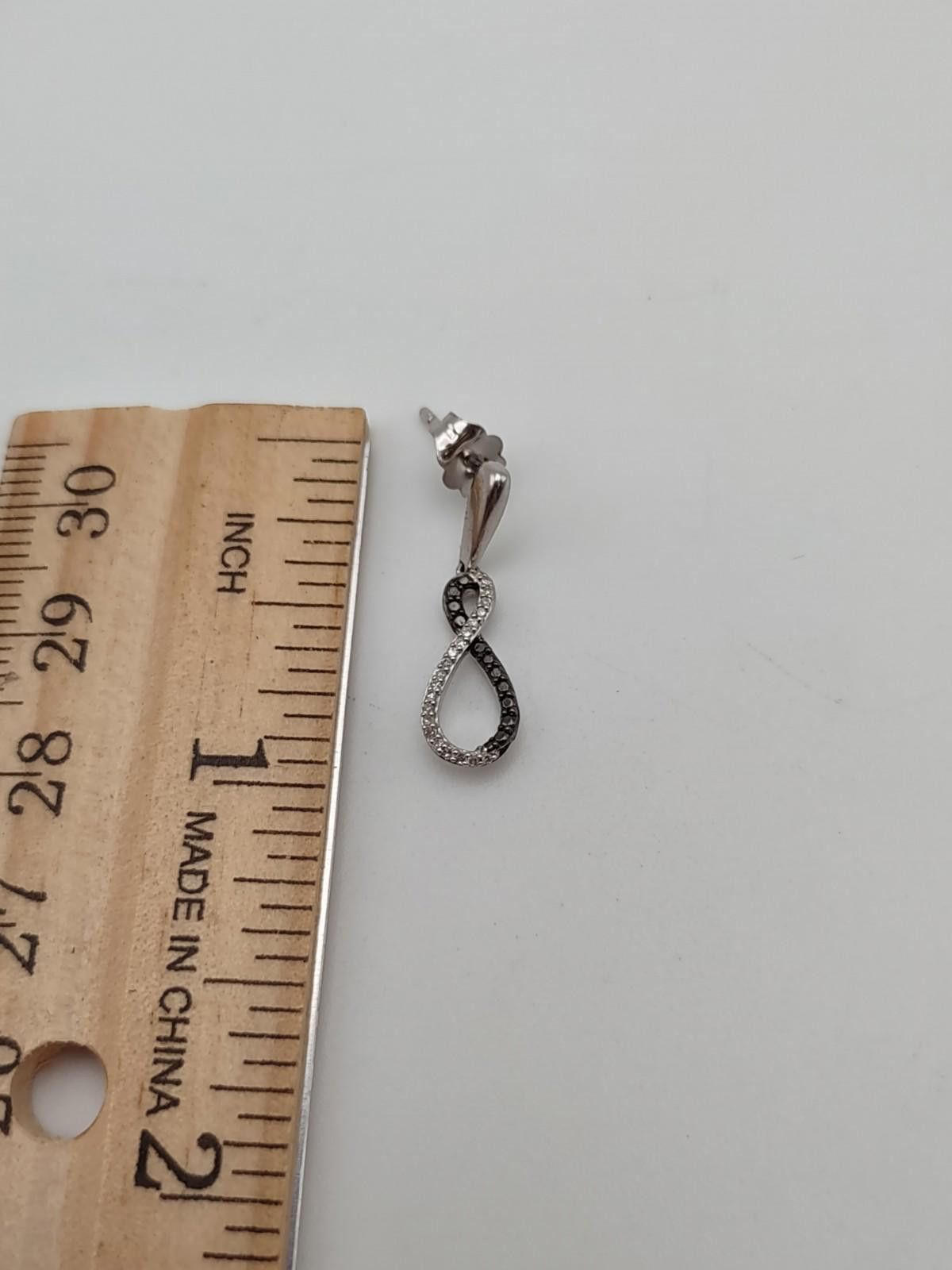 Other Jewelili 925 Silver & Diamonds Rhodium Black White Infinity Size ONE SIZE - 3 Thumbnail