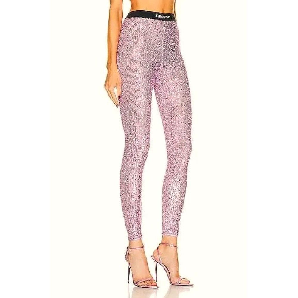 Tom Ford o1loc1c0924 PAW436 Liquid Sequin Leggings in Pink Size 27" / US 4 / IT 40 - 3 Thumbnail