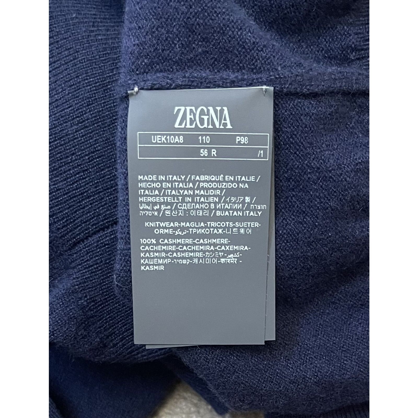 Ermenegildo Zegna $1795 NWT ZEGNA Cashmere Navy Crewneck Sweater Knit 56(2XL) Size US XL / EU 56 / 4 - 7 Thumbnail