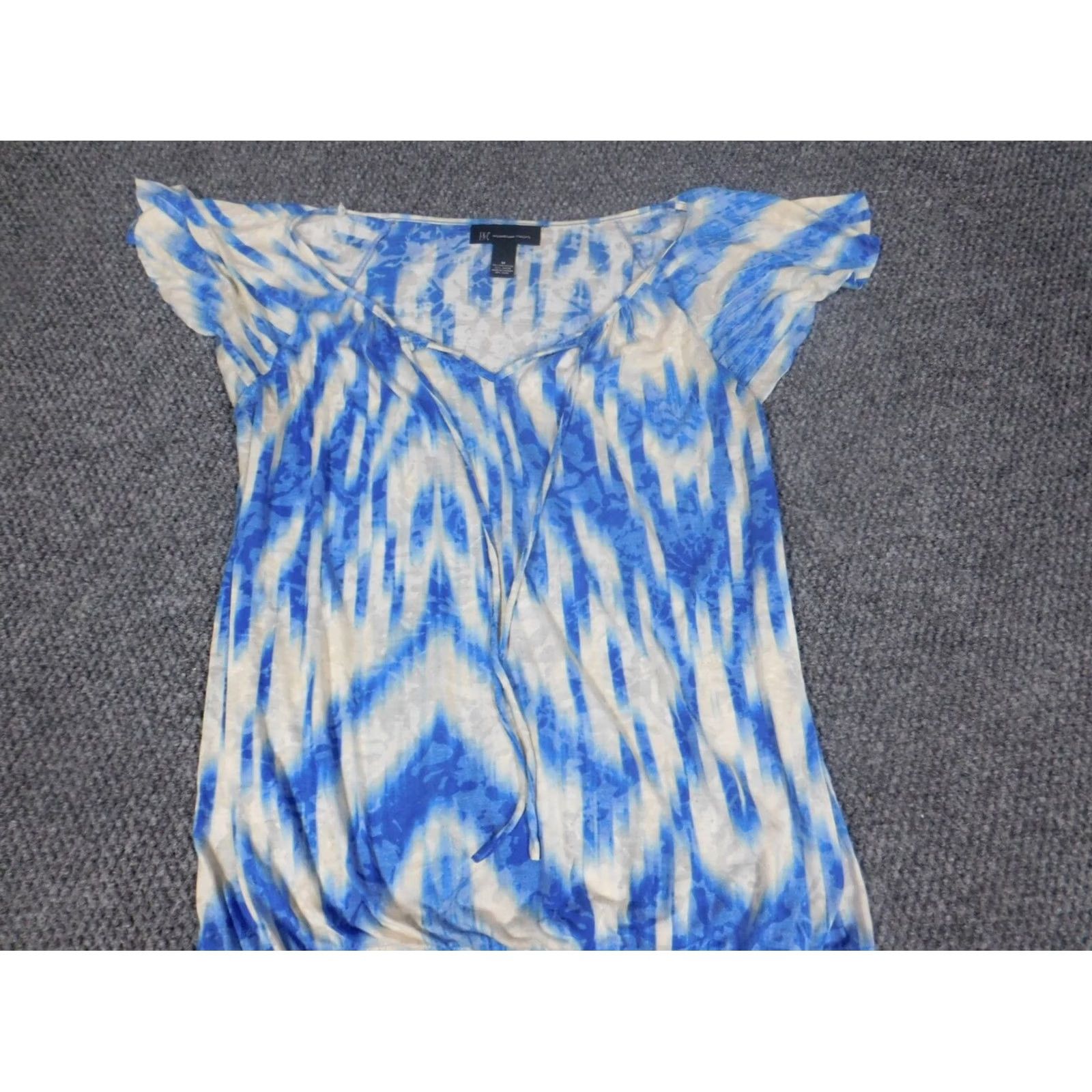 Vintage INC International Concepts Womens Blouse Medium Blue Pullover Knit Round Neck Casual Sleeveless Pleated Stretch Regular Modern Size M / US 6-8 / IT 42-44 - 3 Thumbnail