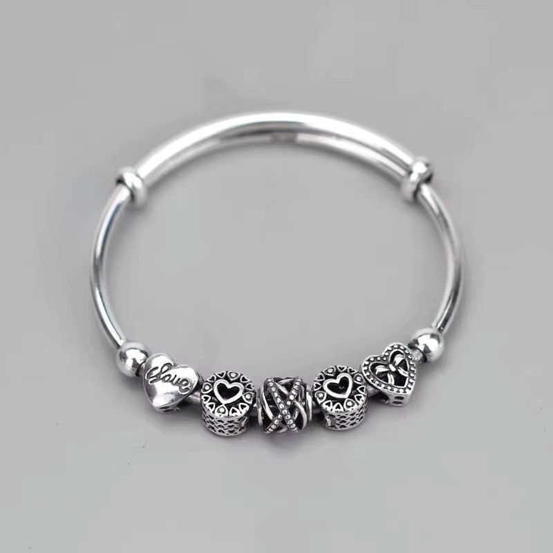 Jewelry Sweet Turning Heart Beads Bangle Bracelet Size ONE SIZE - 4 Thumbnail