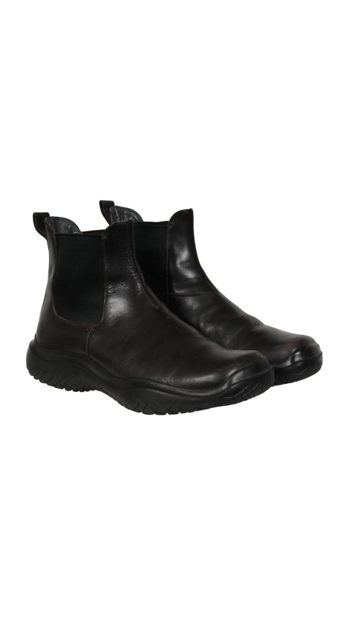 Prada Vintage Chelsea Boot Brown Leather Square Toe - 02618 Size US 10.5 / EU 43-44 - 15 Thumbnail