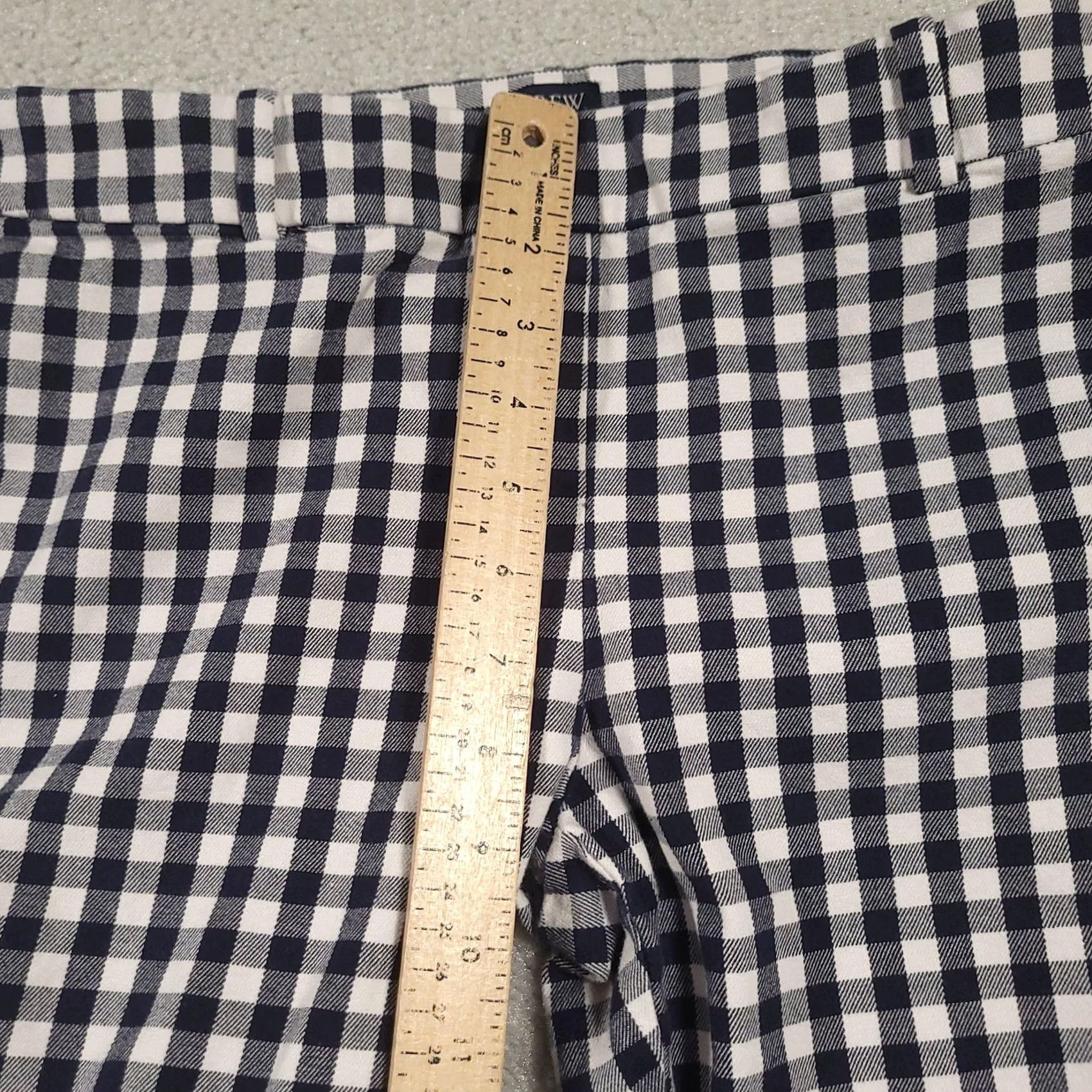 J.Crew J.Crew Pants Womens 10 Navy White Gingham Winnie Pant Side Zip Stretch Cropped Size 32" / US 10 / IT 46 - 5 Thumbnail