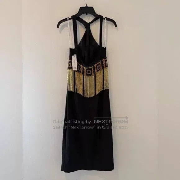 Versace Versace Black Greek back fringed halterneck dress Size S / US 4 / IT 40 - 4 Thumbnail
