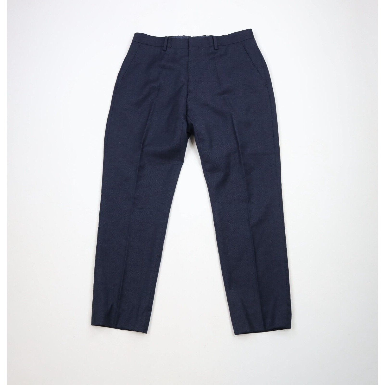 Calvin Klein Calvin Klein Wool Striped 2 Piece Suit Wedding Dark Blue Size 38R - 10 Thumbnail