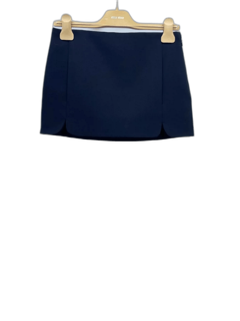 Prada Miu Miu Black Metallic Logo Mini Skirt Size 36" / US 14 / IT 50 - 1 Thumbnail