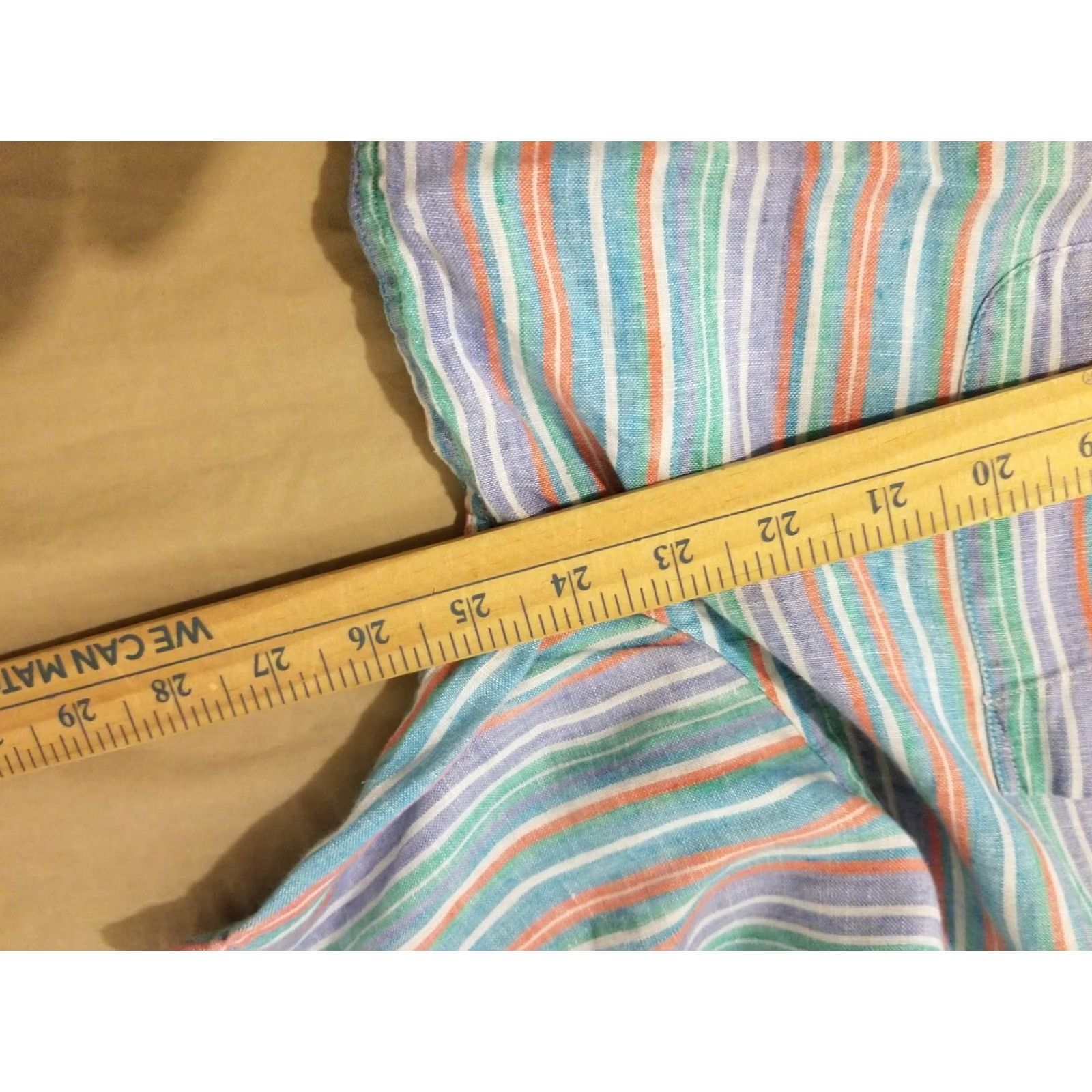 Jos. A. Bank Mens Jos. A. Bank Shirt XL Green Blue Button Linen Short Sleeve Size 46R - 4 Thumbnail