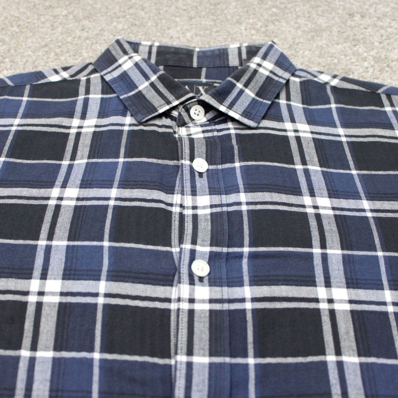 Armani Exchange A/X Armani Exchange Shirt Mens Large Blue/Gray Plaid Regular Fit Cotton L/S Size US L / EU 52-54 / 3 - 5 Thumbnail