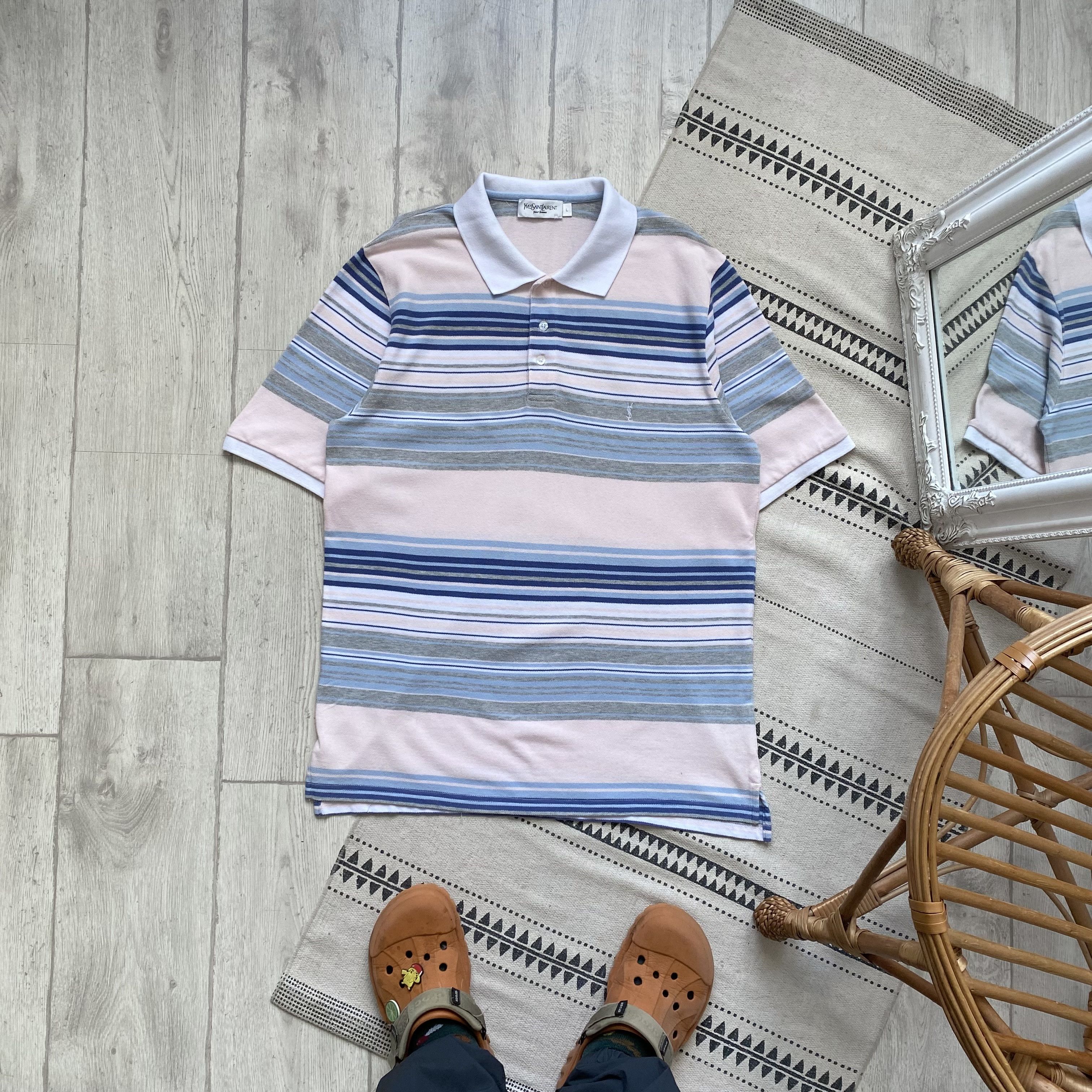 Yves Saint Laurent Vintage 90s Yves Saint Laurent Polo Stripped oldmoney tee Size US L / EU 52-54 / 3 - 1 Thumbnail