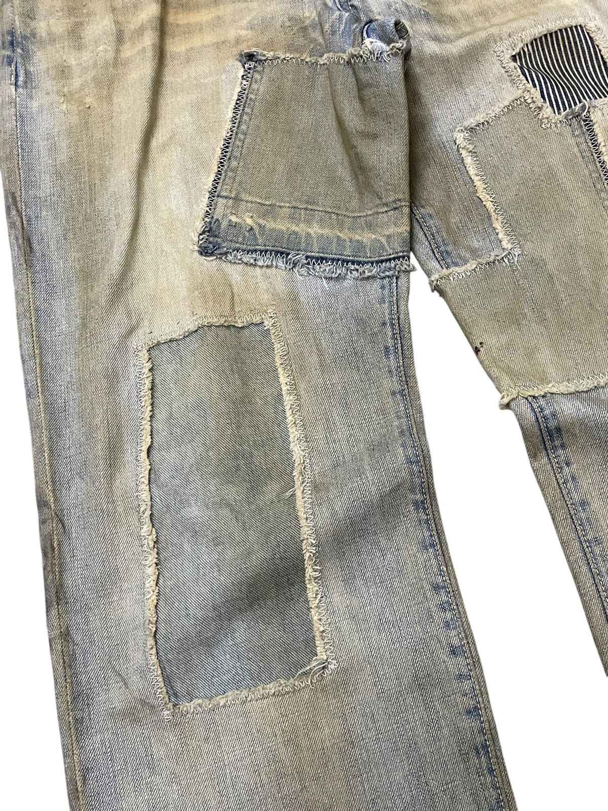 GOSTAR DE FUGA × Hysteric Glamour × Junya Watanabe 6RageBlue Japan Patchwork Distressed Muddy Wash Jeans Size US 34 / EU 50 - 7 Thumbnail