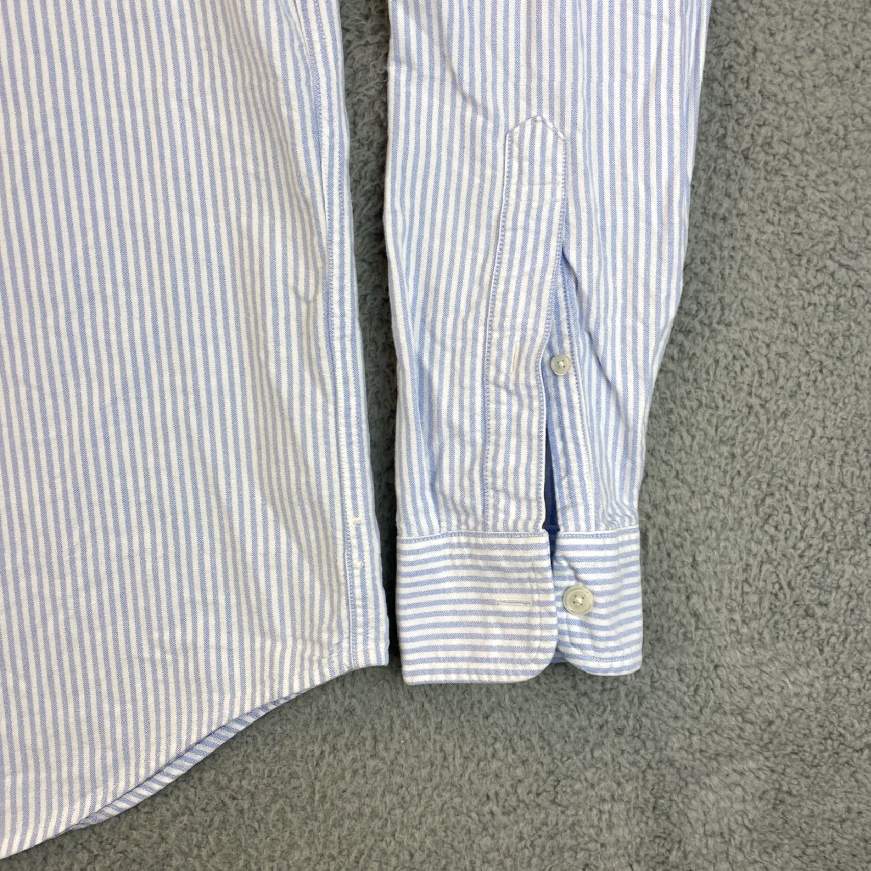Abercrombie & Fitch Abercrombie & Fitch Dress Shirt Men's Large Long Sleeve Button-Up Striped White Blue Casual Classic Size 42R - 2 Thumbnail