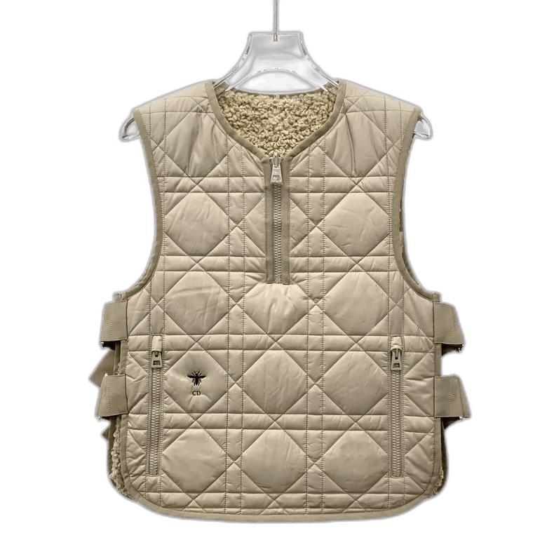 Dior Christian Dior Beige Quilted Vest with Bee Embroidery Size US XS / EU 42 / 0 - 1 Thumbnail