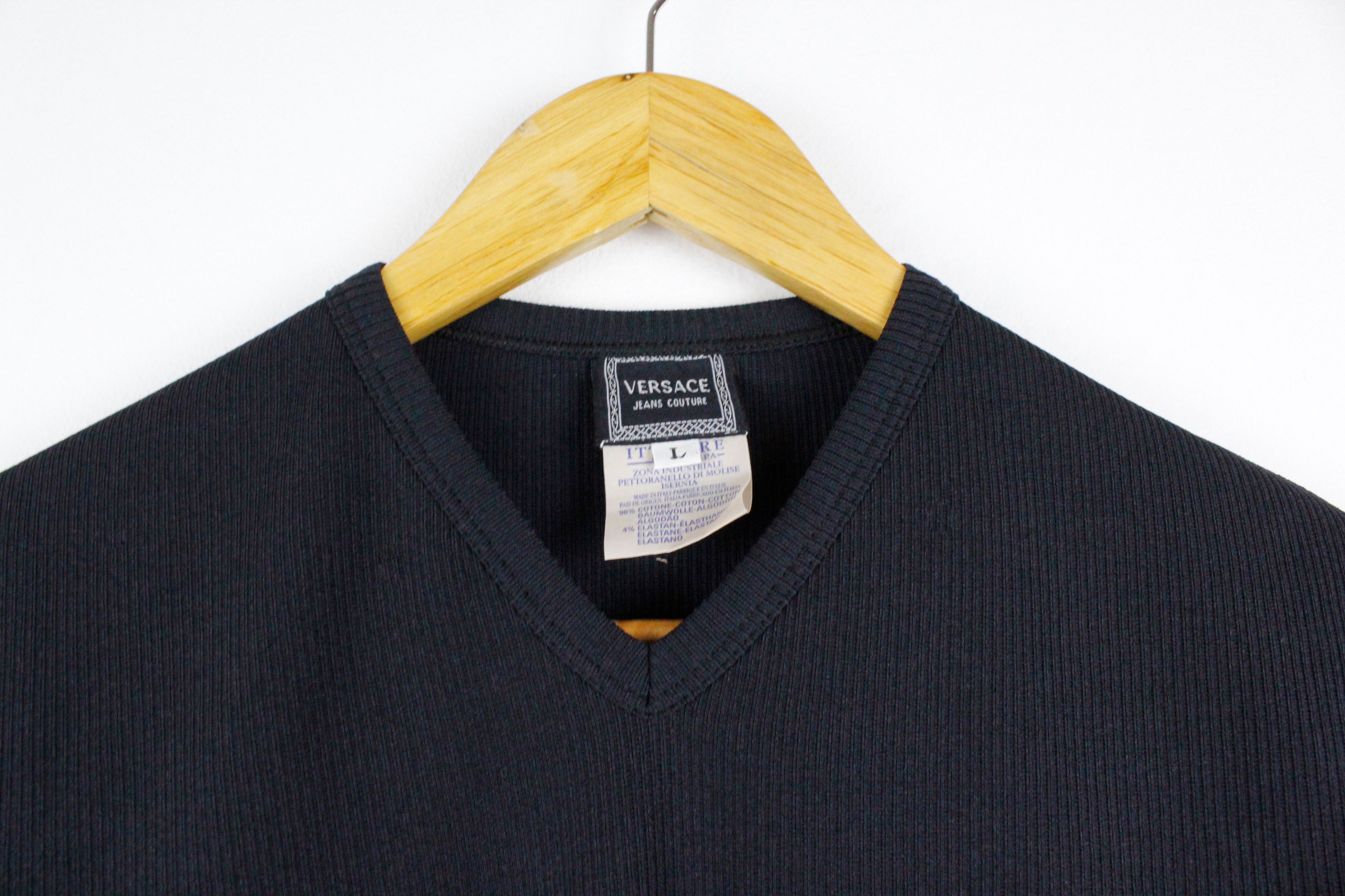 Versace Jeans Couture × Vintage Vintage Versace Jeans Couture Logo Ribbed V-Neck T-shirt Size L / US 10 / IT 46 - 5 Thumbnail