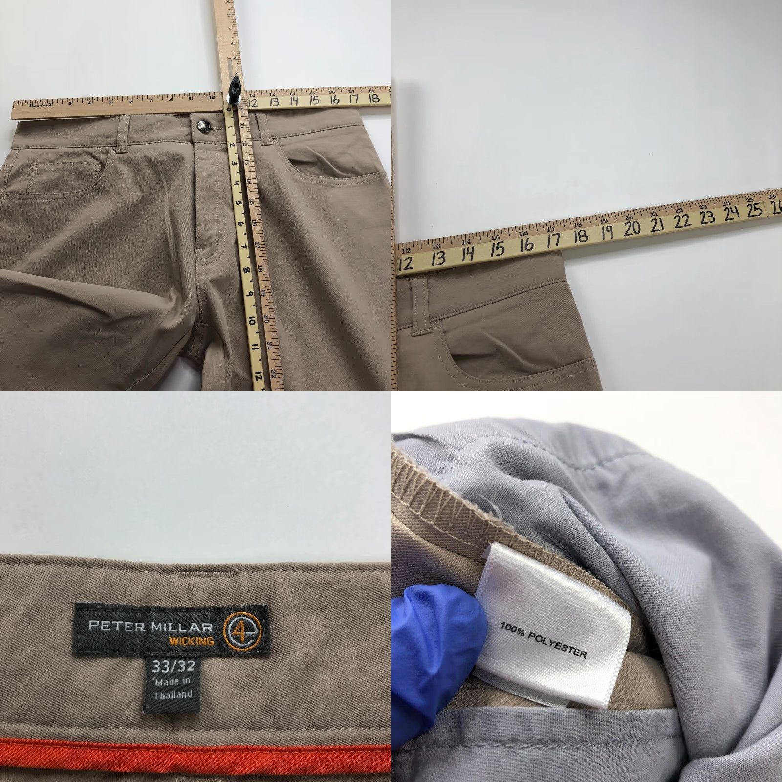 Peter Millar Peter Millar Flat Front Chino Pants 33x32 34W 30L Black Pockets Button Belt Loops Regular Straight Mens Modern Mint Vintage: No Size US 34 / EU 50 - 8 Thumbnail