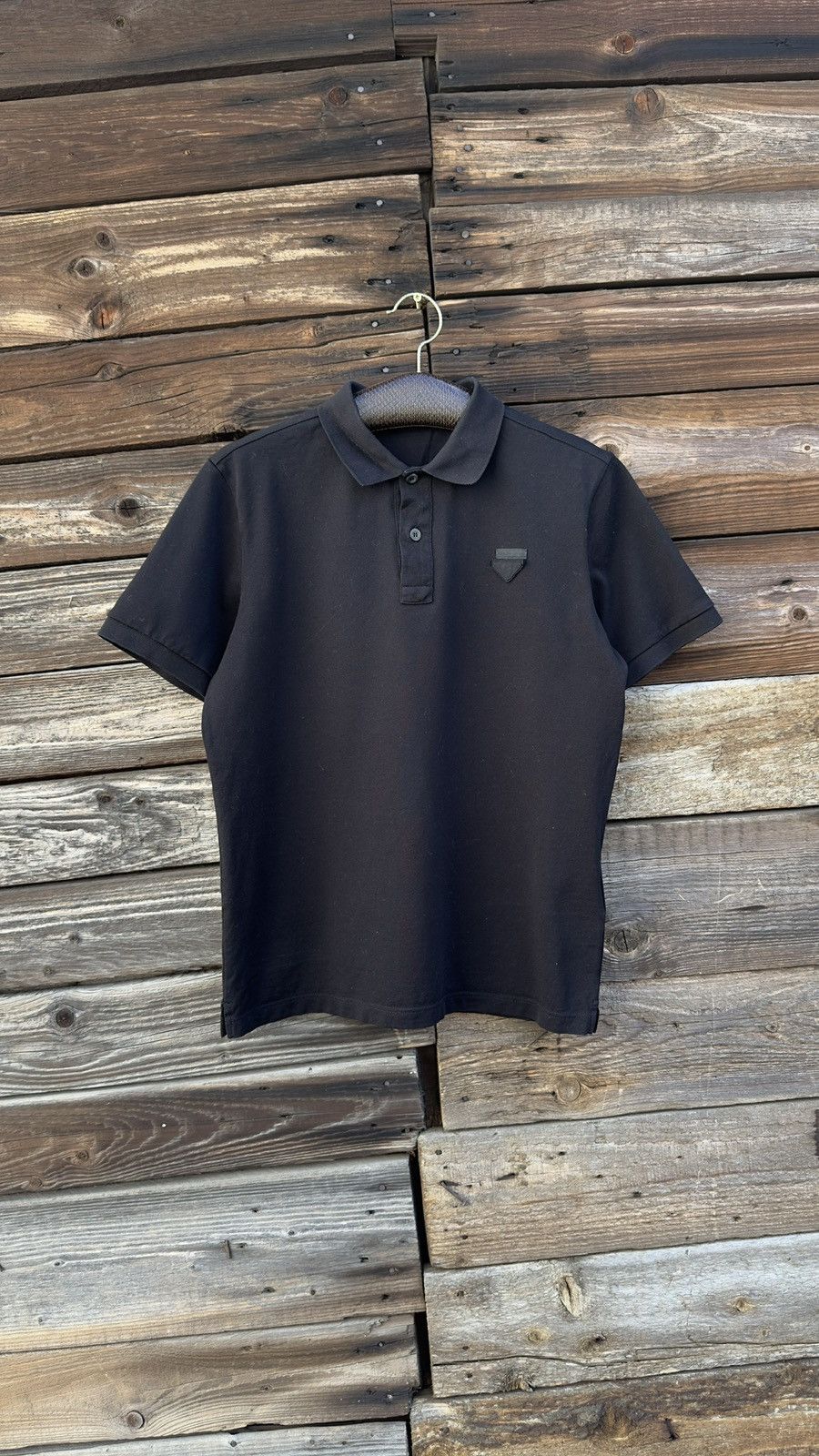 Prada PRADA Black Tonal Triangle Logo Polo Shirt Men's Size US S / EU 44-46 / 1 - 3 Thumbnail