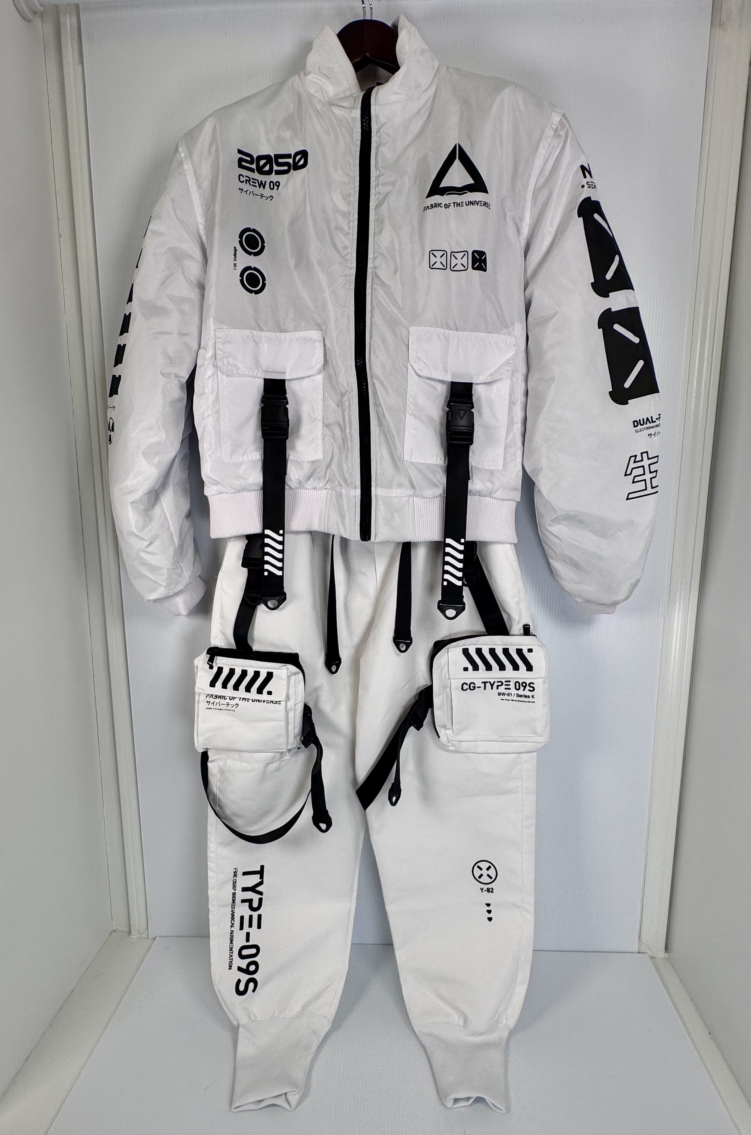 Other Fabric of the Universe Y-2050 White Cropped Bomber Jacket Size US XXL / EU 58 / 5 - 5 Thumbnail