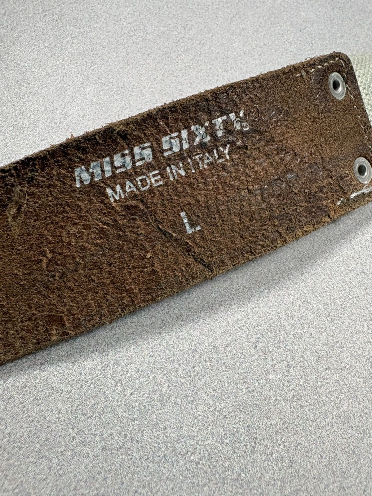Miss Sixty Miss Sixty Italy Distressed Crackle Leather Canvas Belt Y2K Size ONE SIZE - 14 Thumbnail