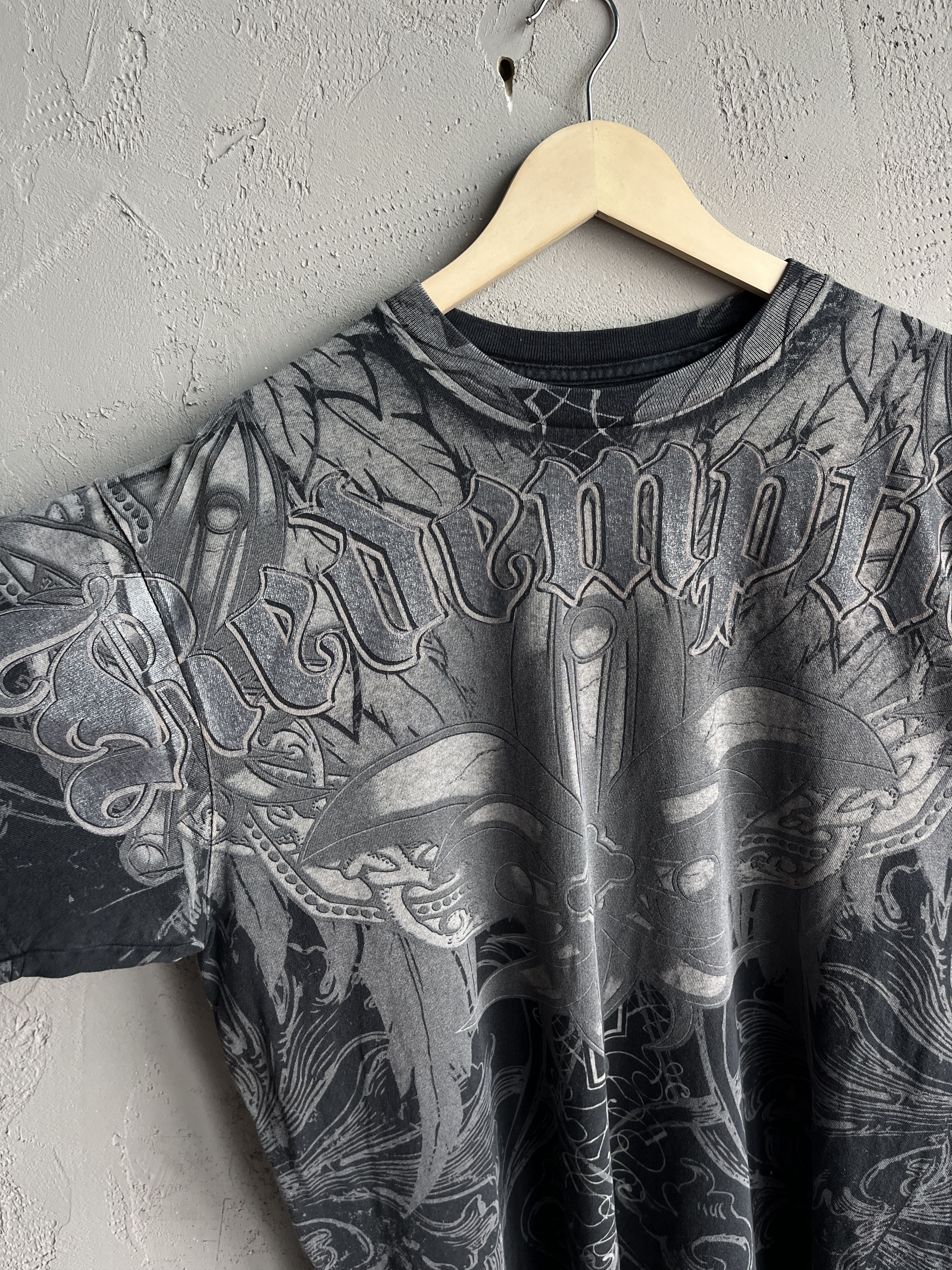Affliction × Vintage Vintage Chemistry Redemption Skull Wing Cyber Y2K T Shirt Size US XL / EU 56 / 4 - 2 Thumbnail