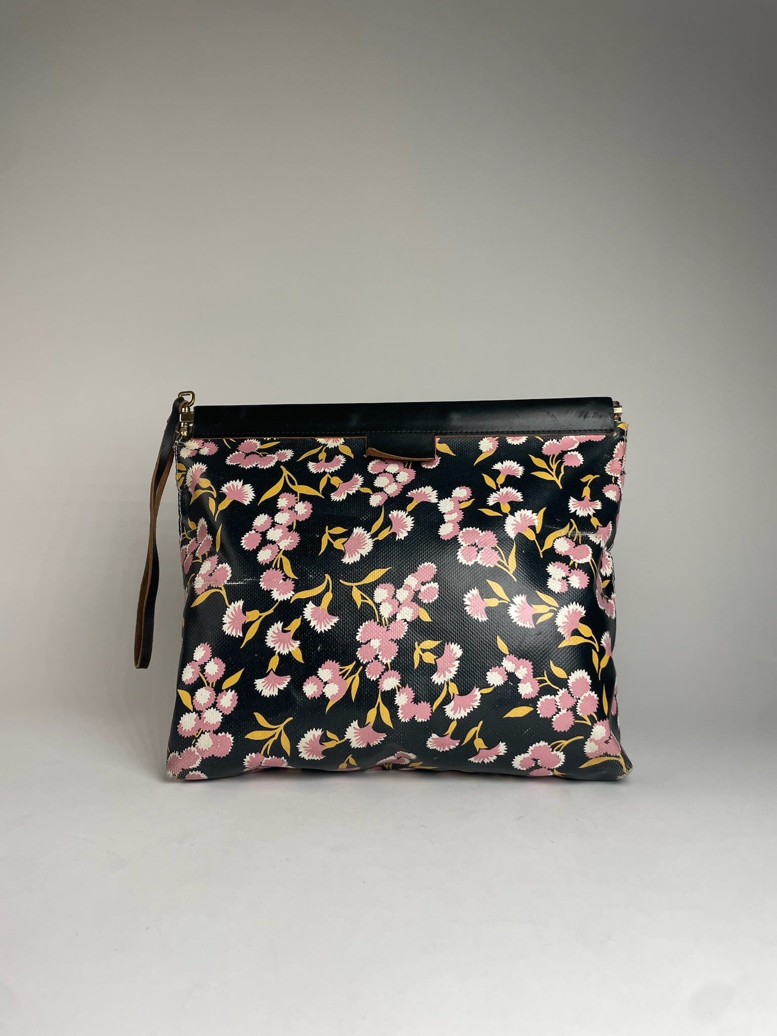 Marni Vintage Floral Leather Clutch Black Pink Green Size ONE SIZE - 1 Thumbnail